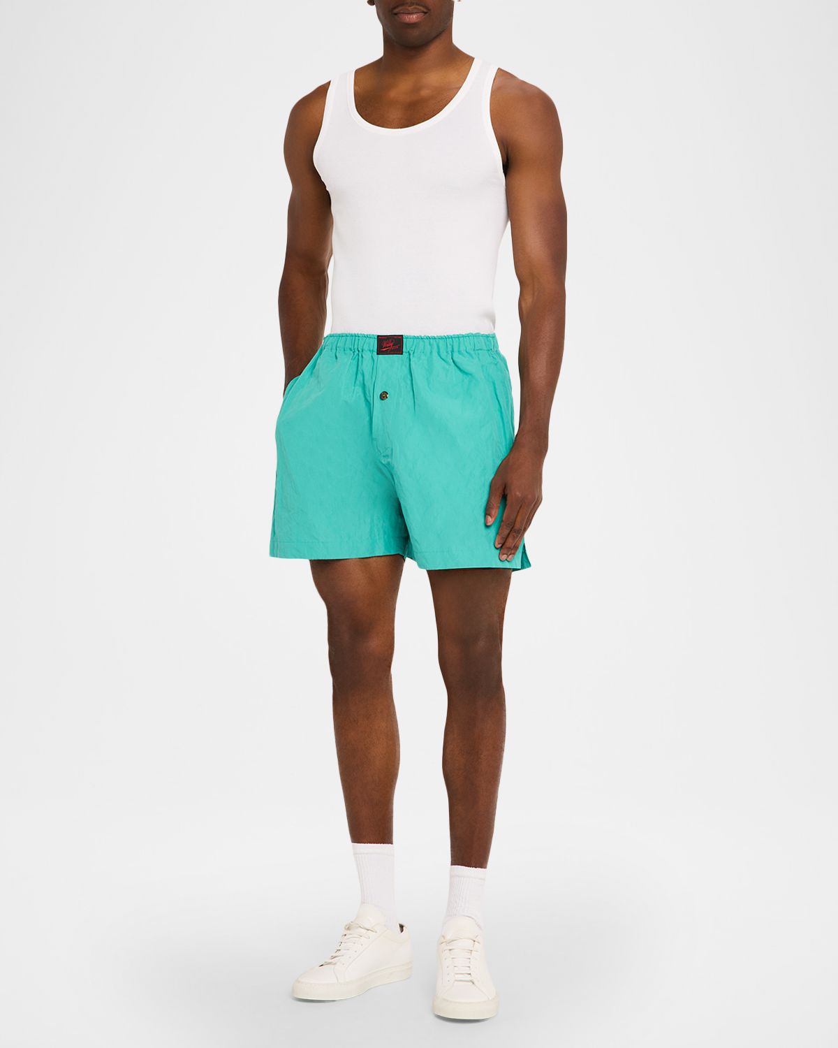 Willy Chavarria Men 's Willy Woven Label Pull-On Shorts