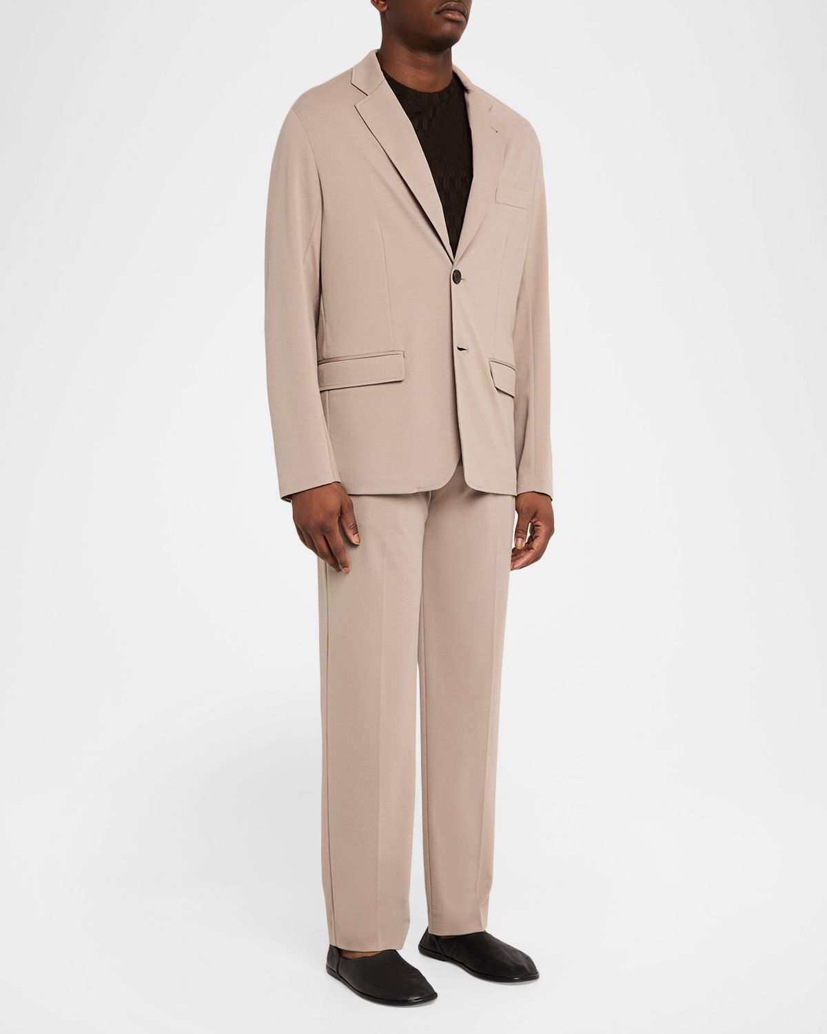 Emporio Armani Men 's Micro-Jacquard Flat-Front Trousers