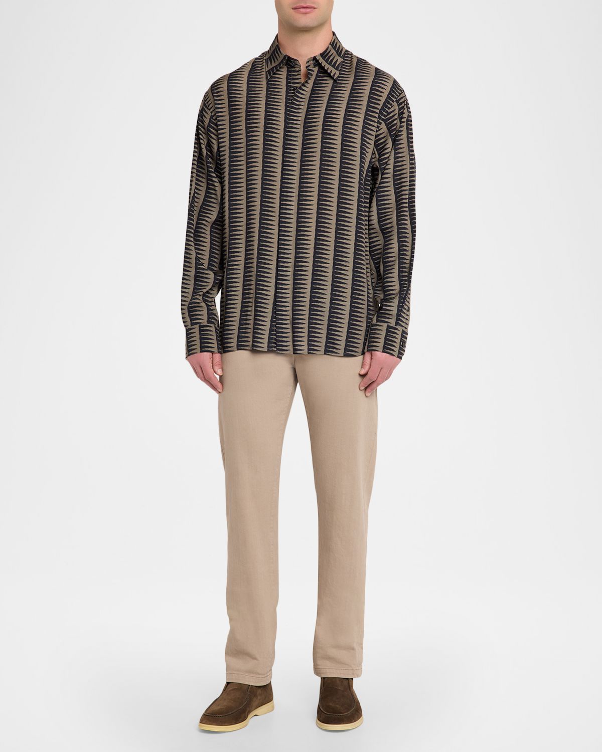 Emporio Armani Men 's Jagged Edge Stripe Sport Shirt