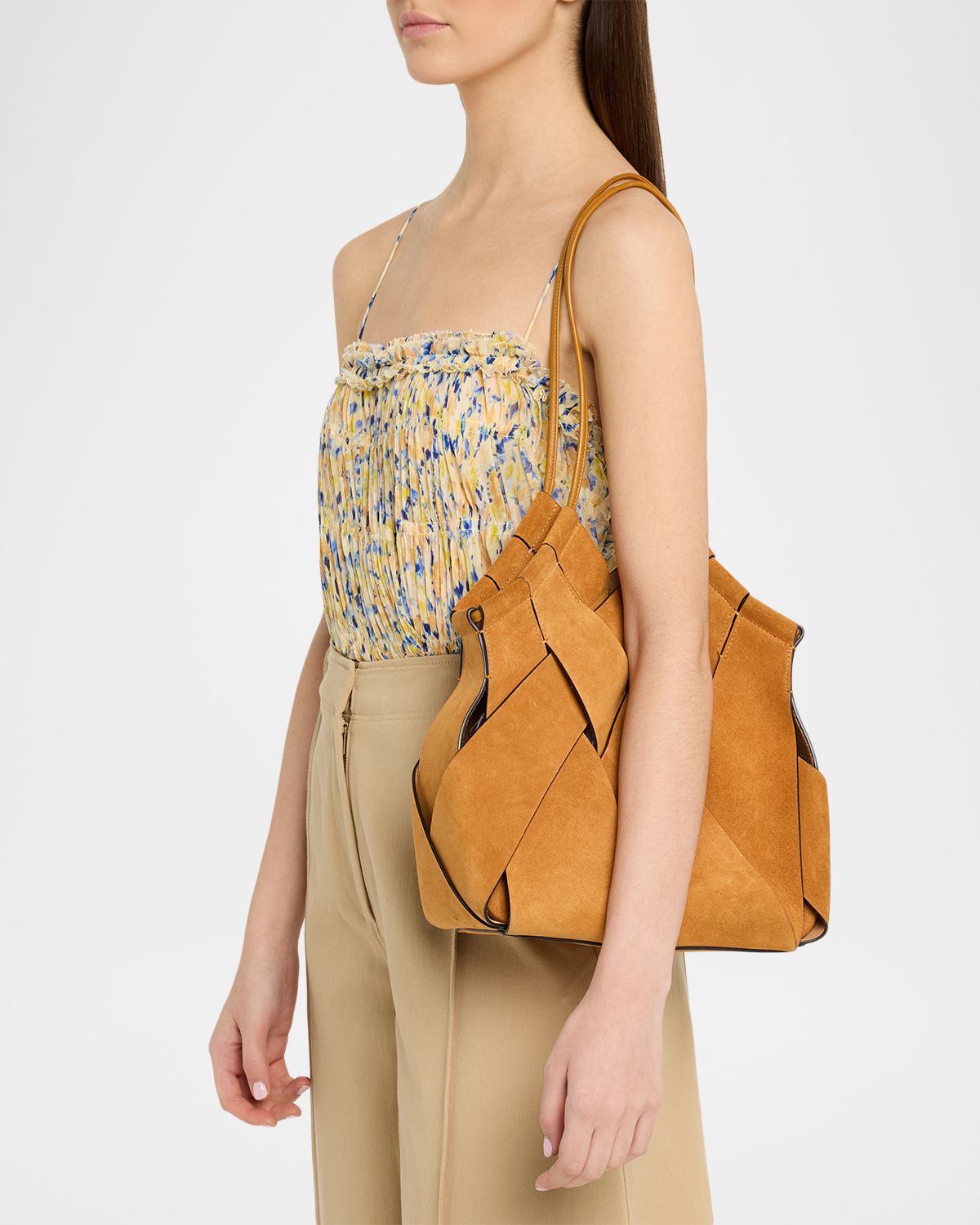 Ulla Johnson Charlotte Woven Suede Shoulder Bag