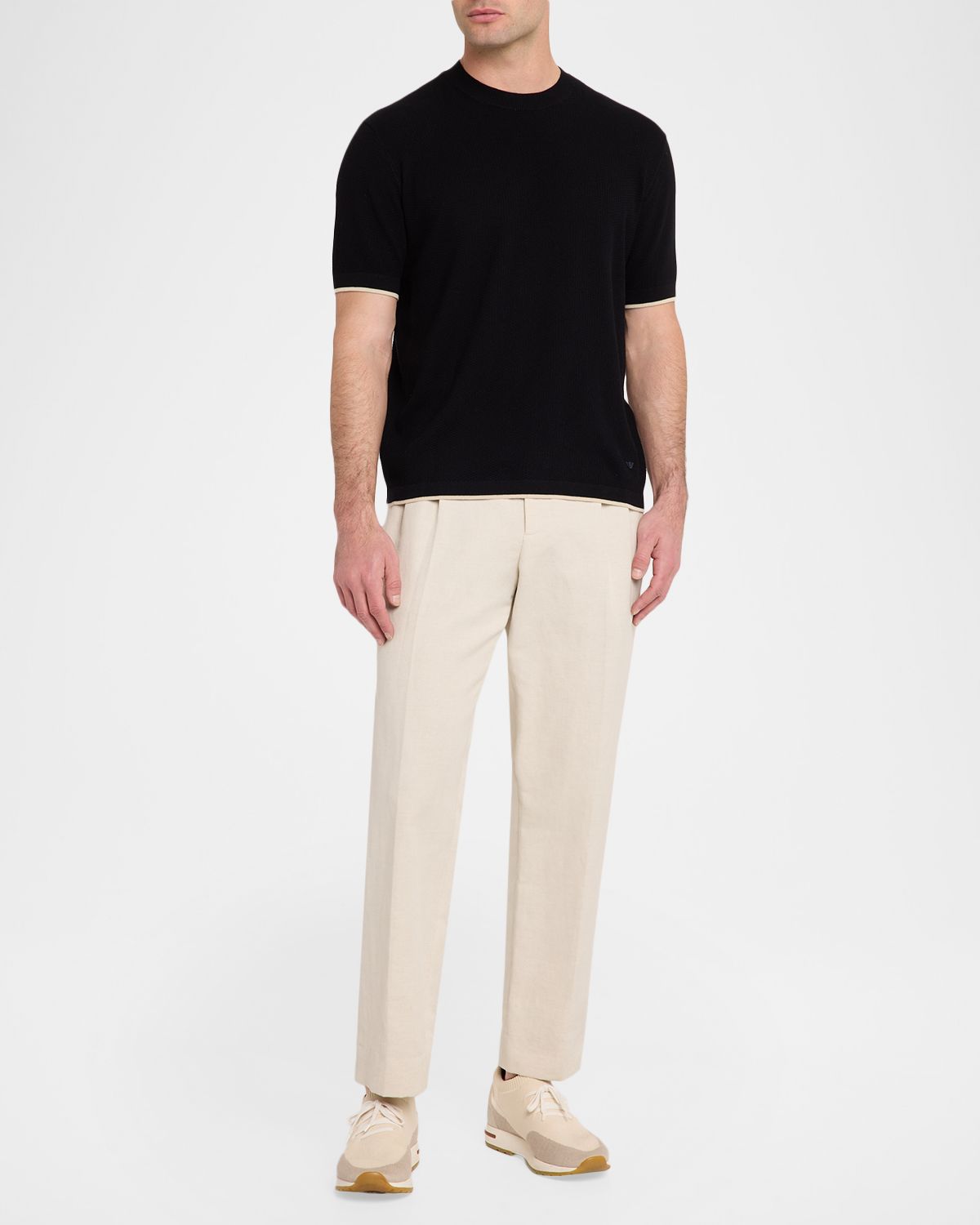 Emporio Armani Men 's Tipped-Sleeve Cotton T-Shirt