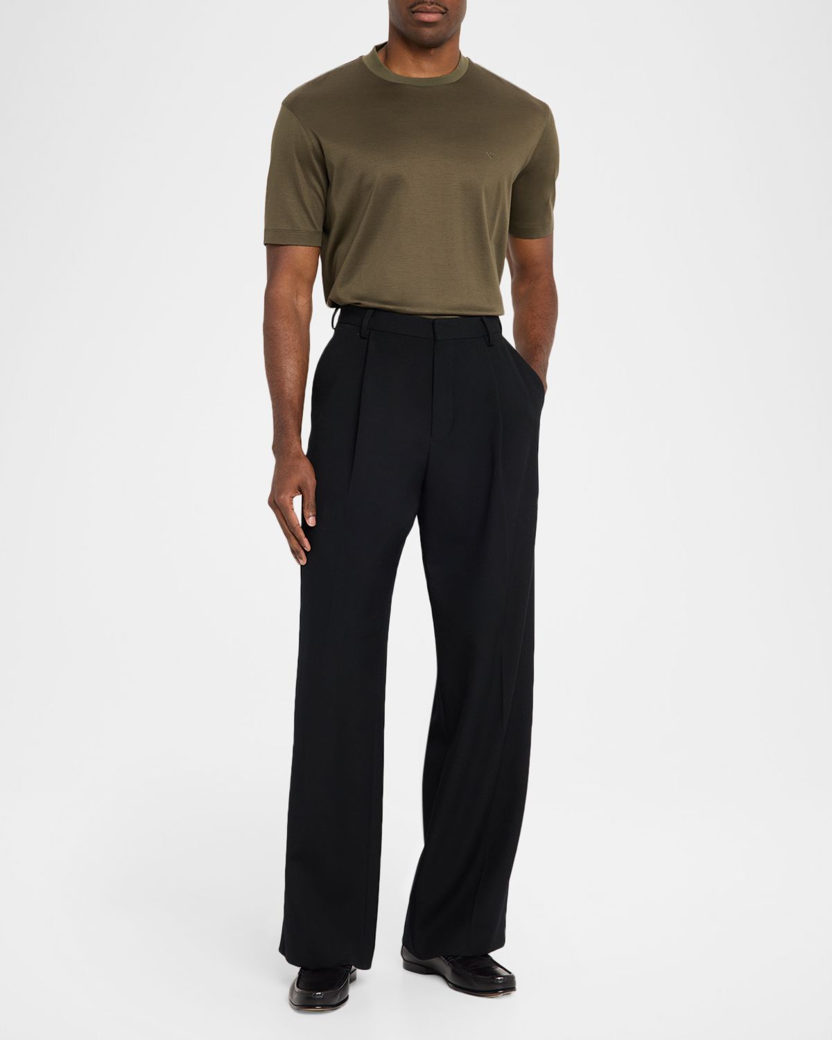 Emporio Armani Men 's Lyocell and Cotton Eagle Logo Crewneck T-Shirt