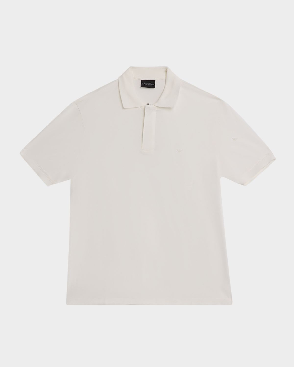 Emporio Armani Men 's Lyocell and Cotton Quarter-Zip Polo Shirt