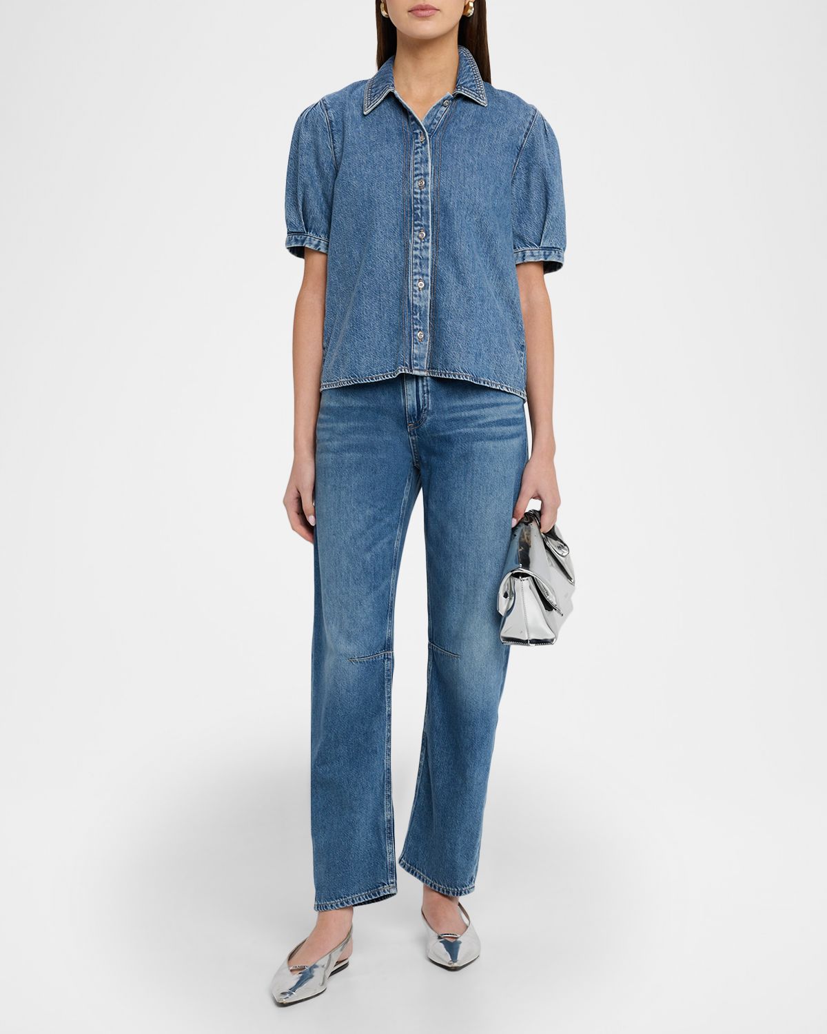 Rag & Bone Taylor Ultra-Featherweight Denim Blouse