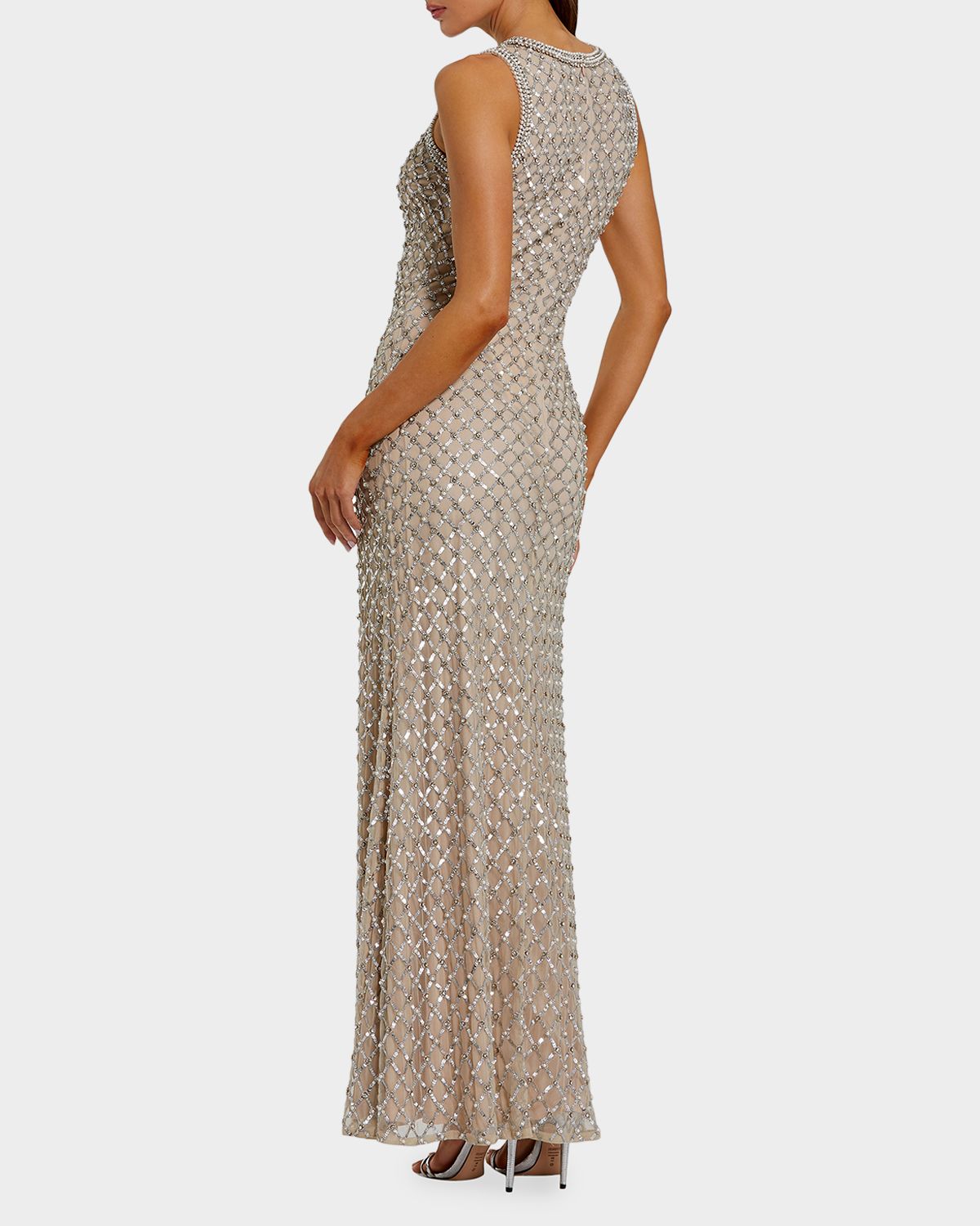 Mac Duggal Evening Sequined Mesh Column Gown