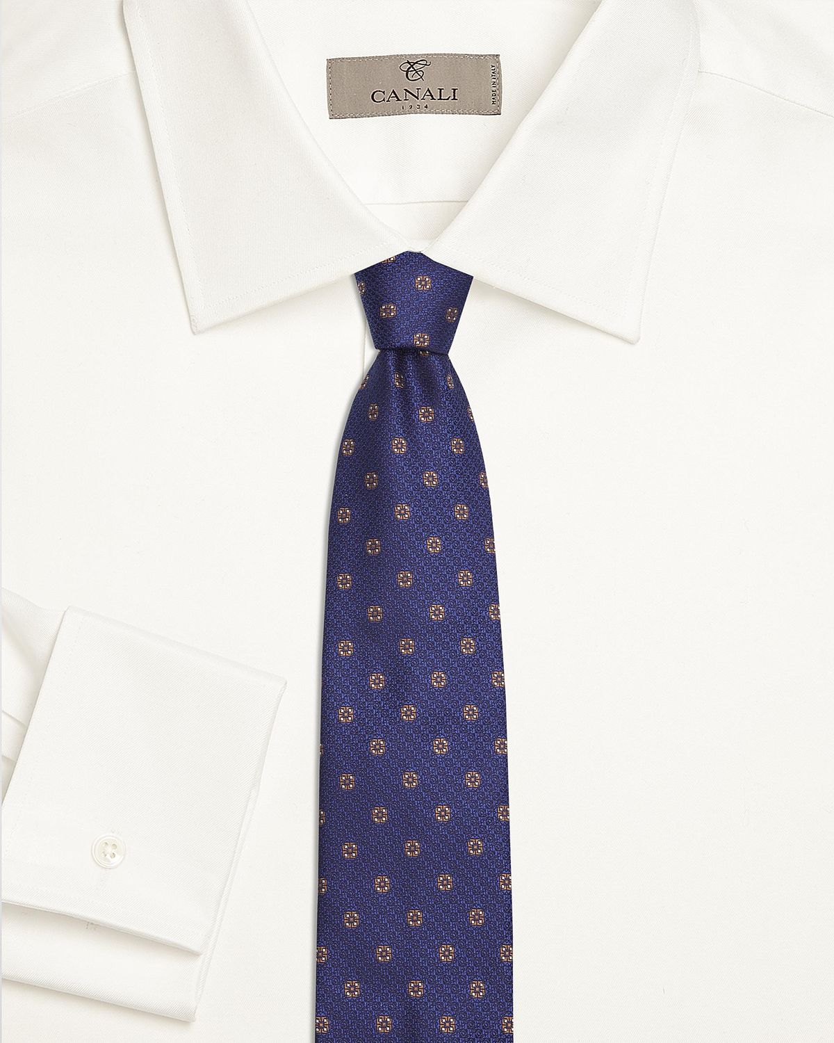 Canali Men 's Textured Medium Silk Tie, Blue | Thumbnail 5