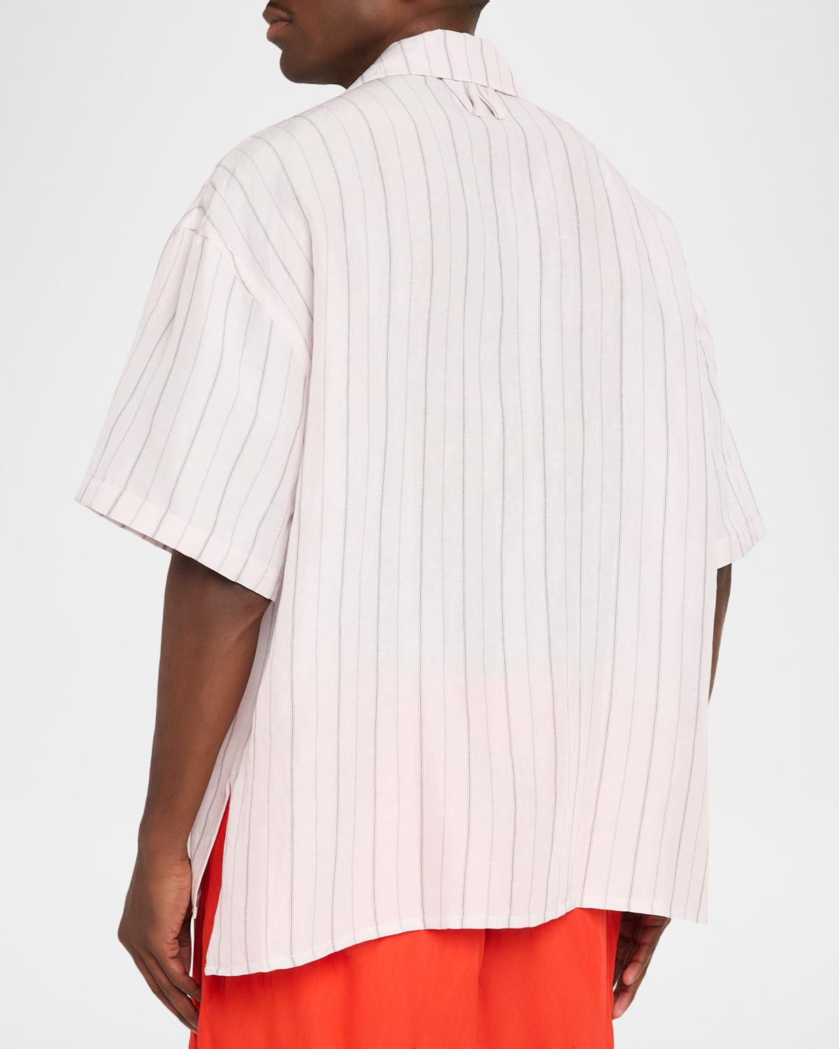 Willy Chavarria Men's Hairline Stripe Oversized Camp Shirt | Thumbnail 2 Willy Chavarria Men's Hairline Stripe Oversized Camp Shirt | Thumbnail 2