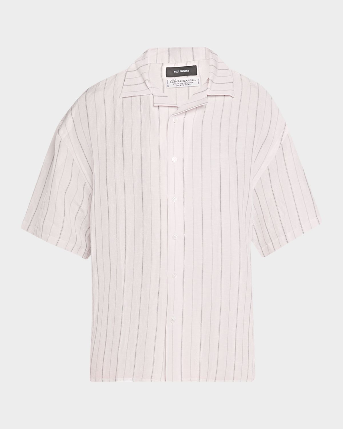 Willy Chavarria Men 's Hairline Stripe Oversized Camp Shirt