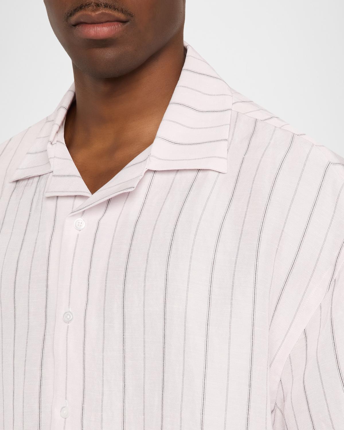 Willy Chavarria Men's Hairline Stripe Oversized Camp Shirt | Thumbnail 4 Willy Chavarria Men's Hairline Stripe Oversized Camp Shirt | Thumbnail 4