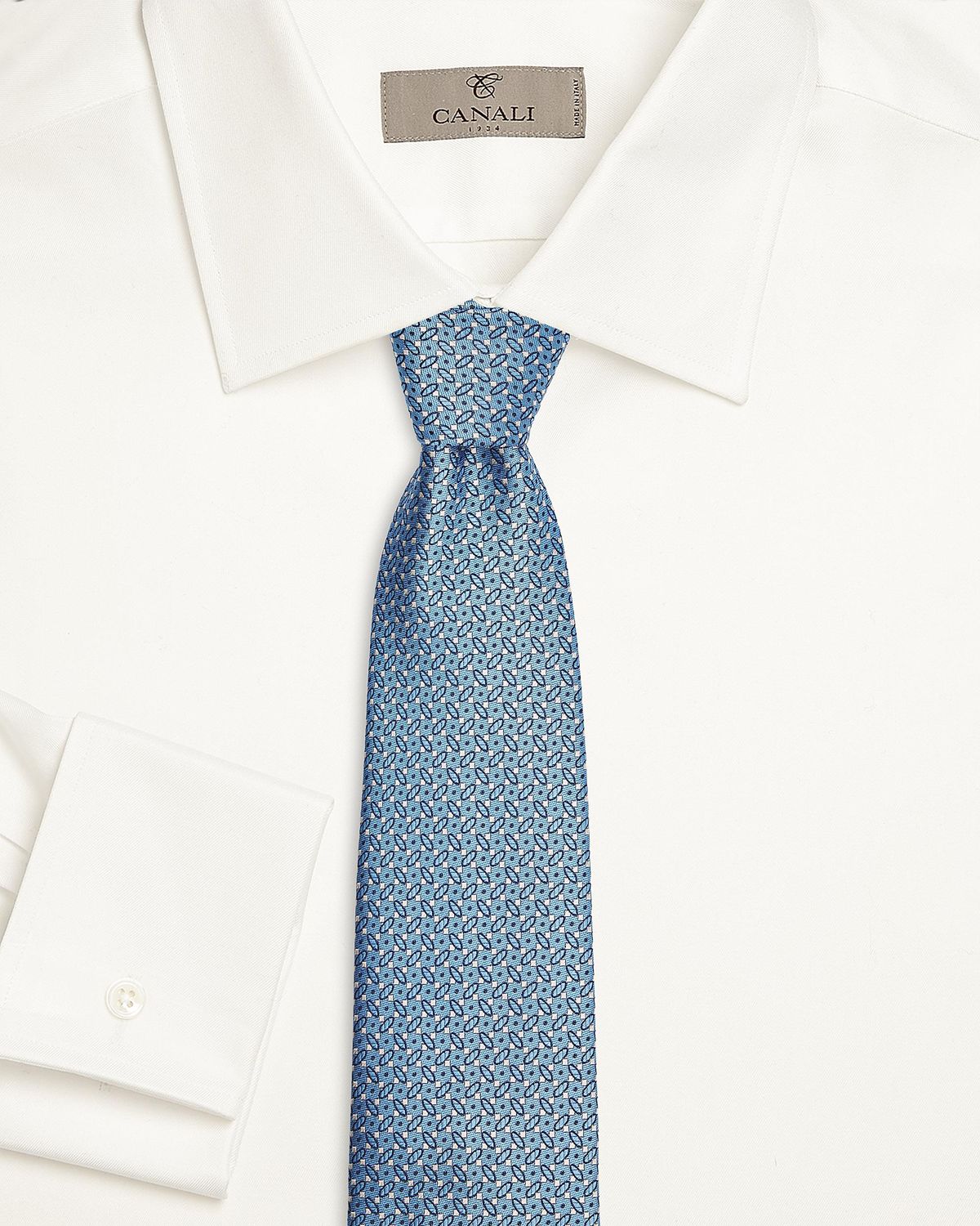 Canali Men 's Micro-Geometric Silk Tie, Blue | Thumbnail 5 Canali Men 's Micro-Geometric Silk Tie, Blue | Thumbnail 5