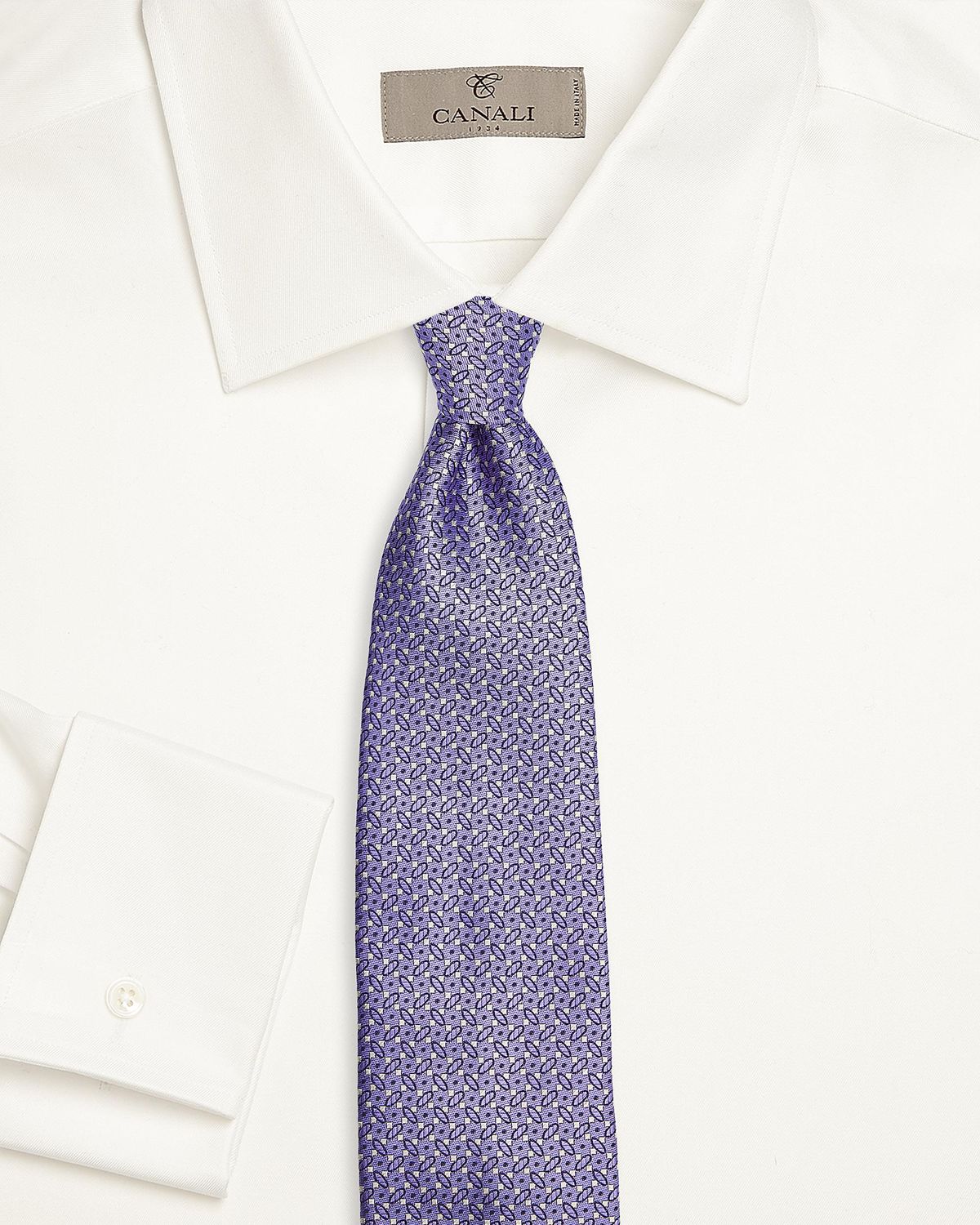 Canali Men 's Micro-Geometric Silk Tie, Purple | Thumbnail 5 Canali Men 's Micro-Geometric Silk Tie, Purple | Thumbnail 5