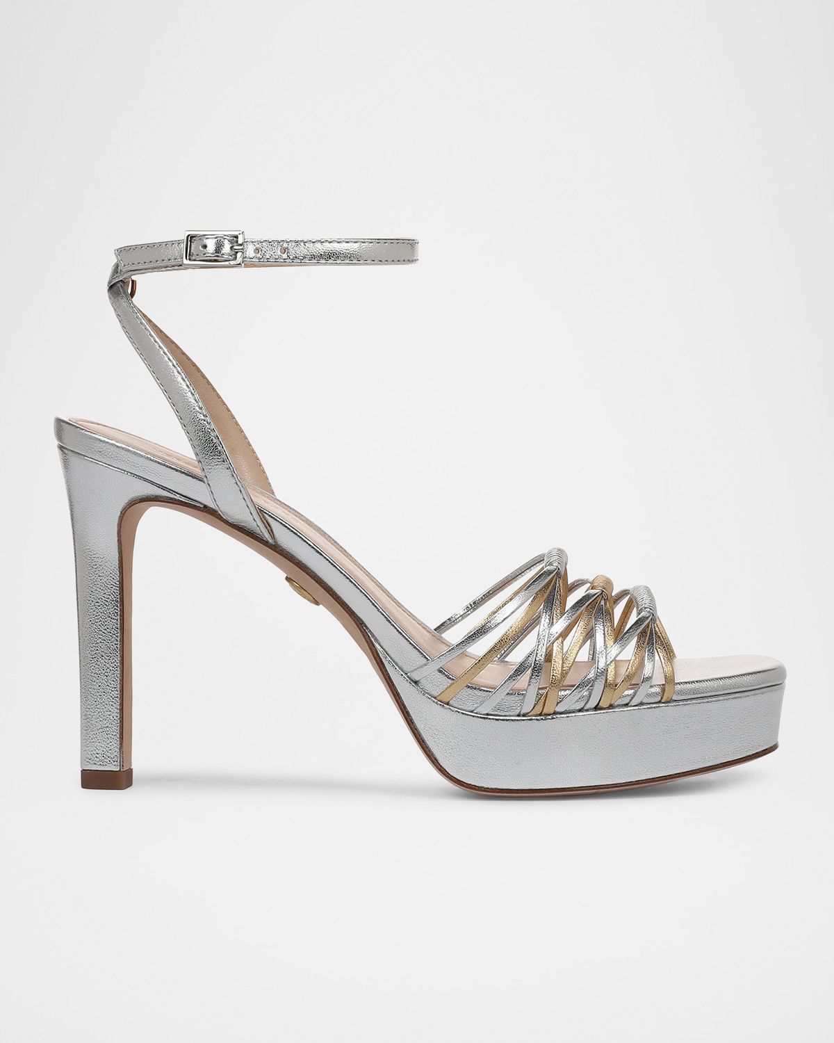 Veronica Beard 100mm Beverlee Metallic Leather Platform Sandals