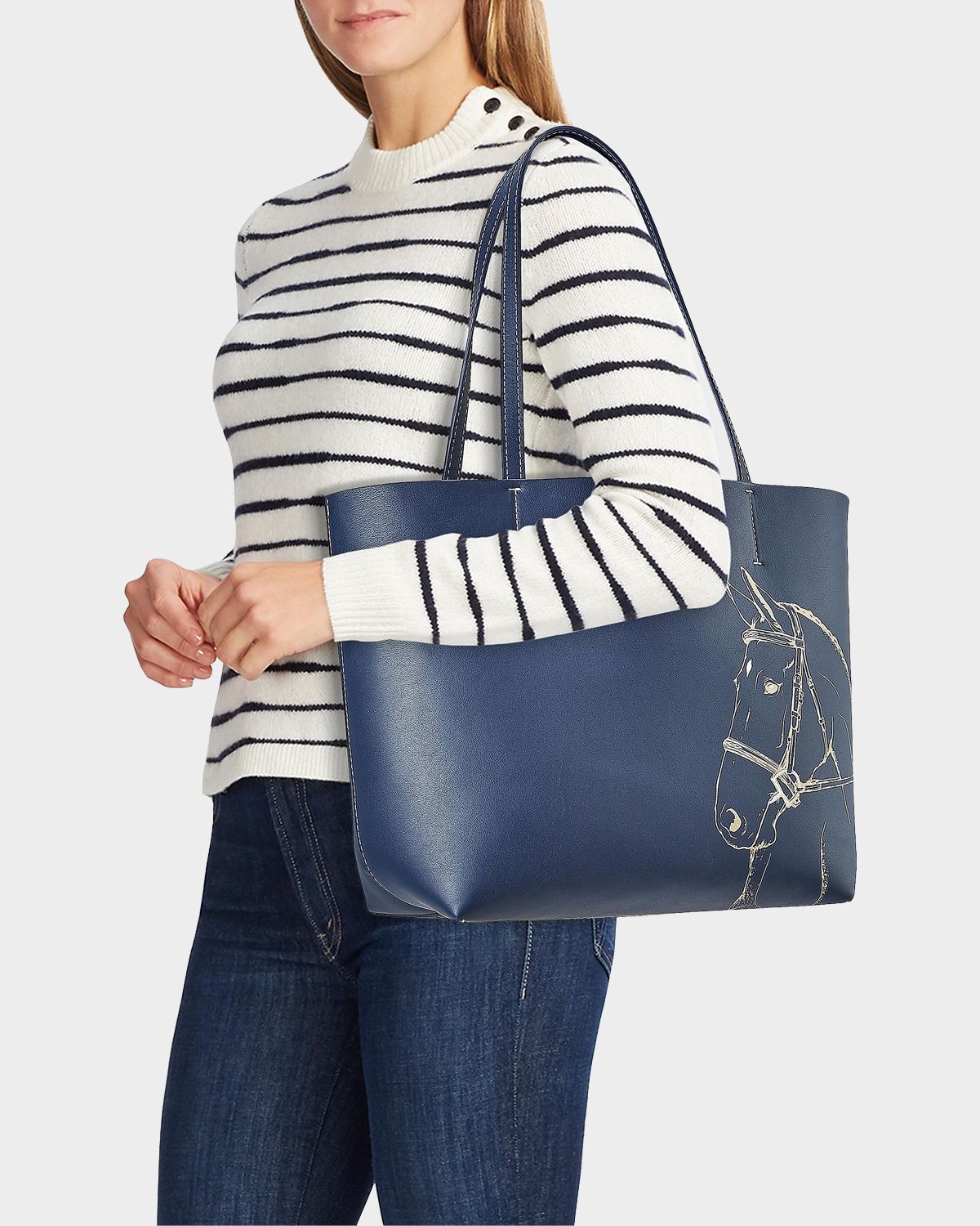 Gigi New York x Melissa Bamber Hunter Horse-Printed Leather Tote Bag