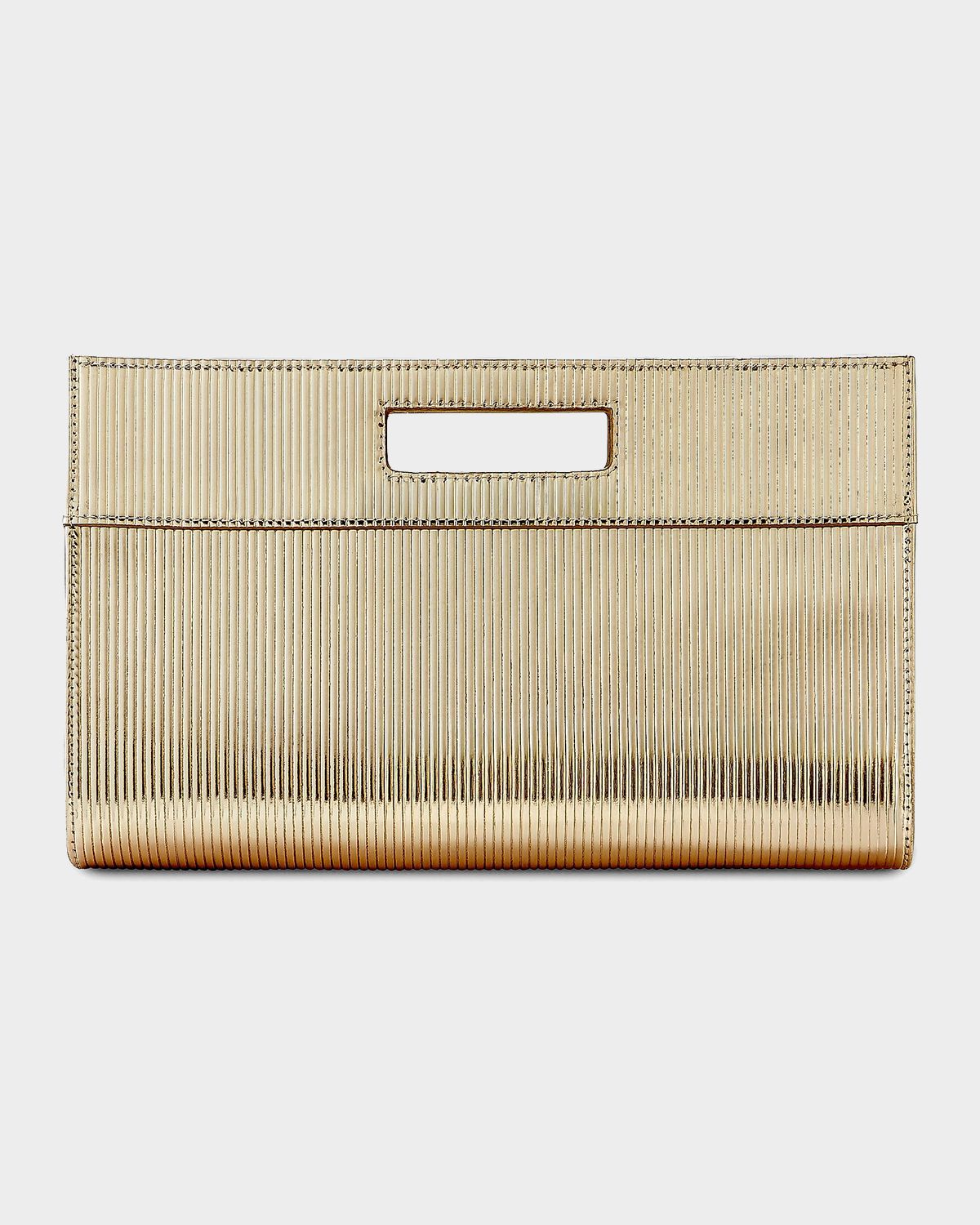 Gigi New York Remy Metallic Striped Leather Clutch Bag