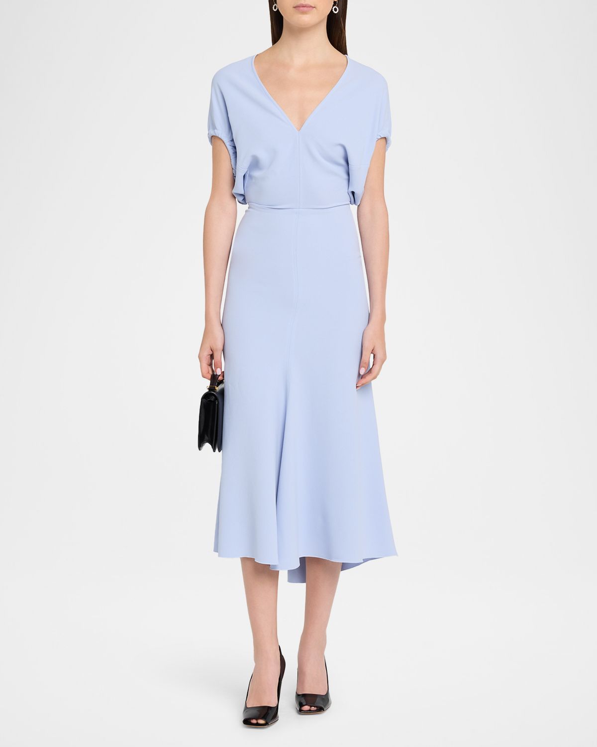 Victoria Beckham Blouson Detail Midi Dress