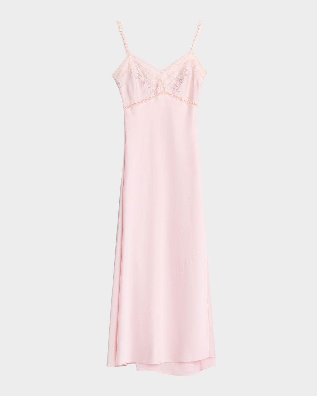LoveShackFancy Annabeth Embroidered Satin Maxi Dress