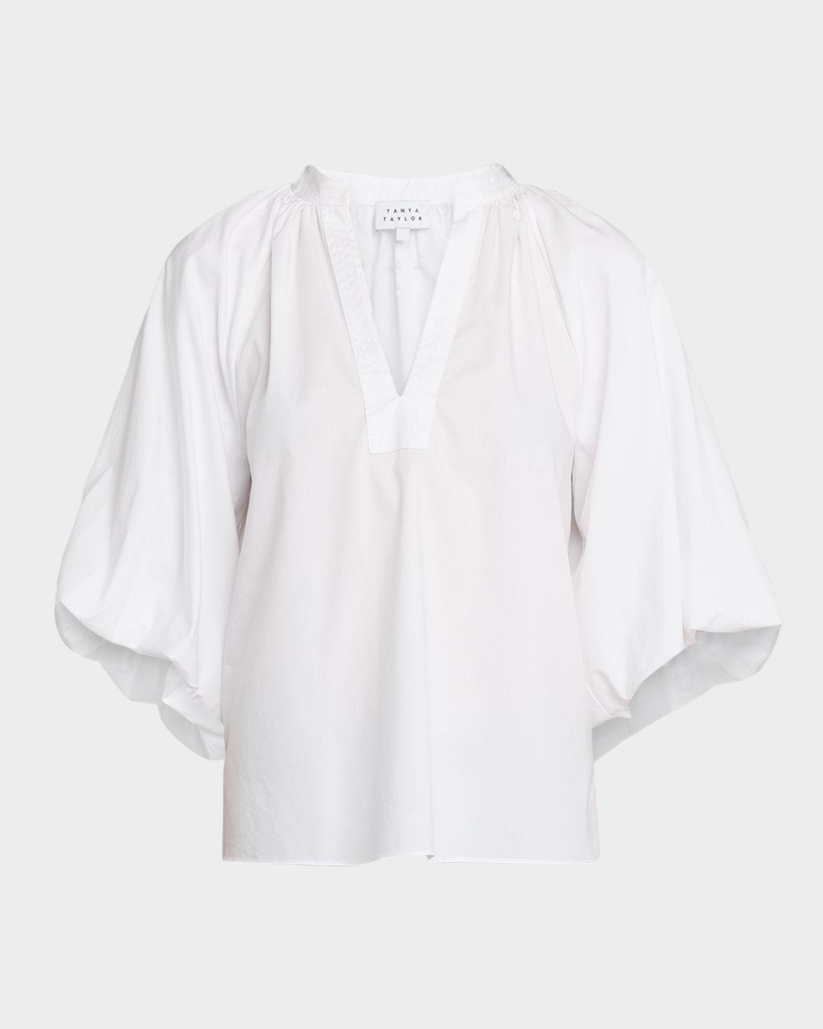 Tanya Taylor Marine Balloon-Sleeve Blouse