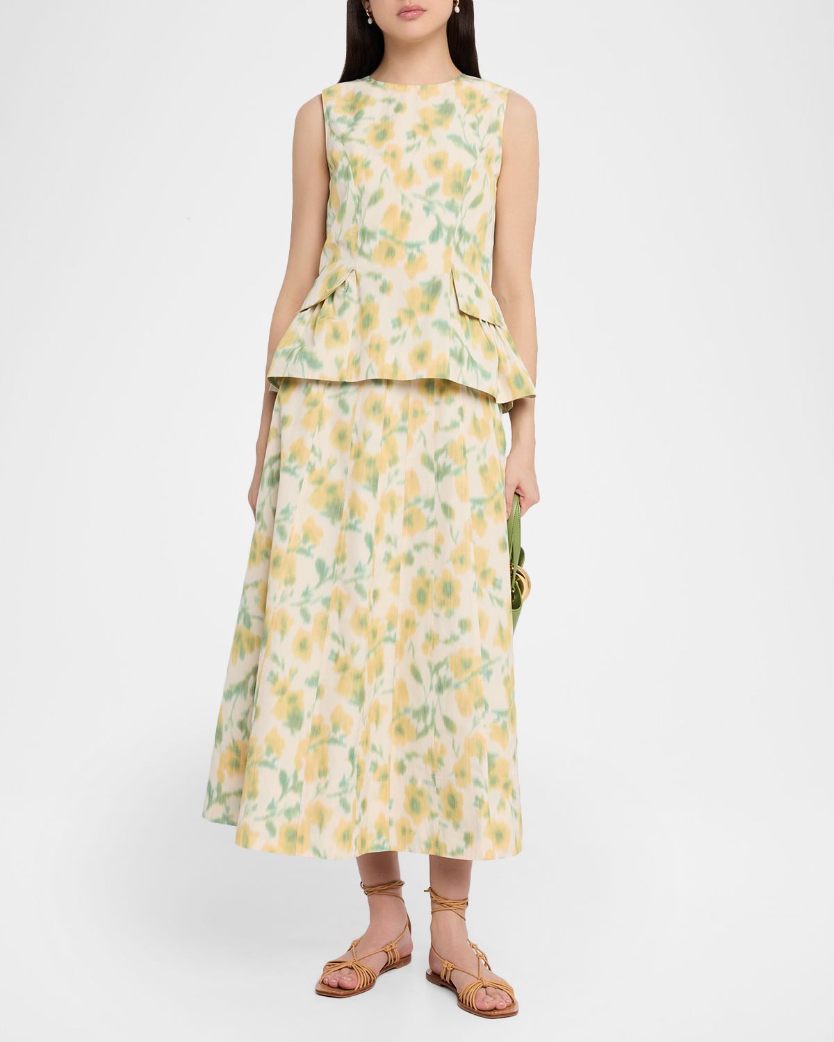 Tanya Taylor Tavia Floral Taffeta Midi Skirt