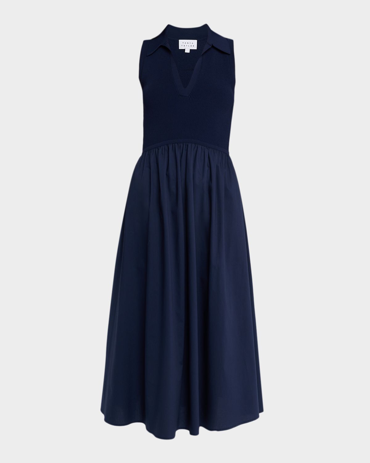 Tanya Taylor Bess Mixed-Media Midi Dress