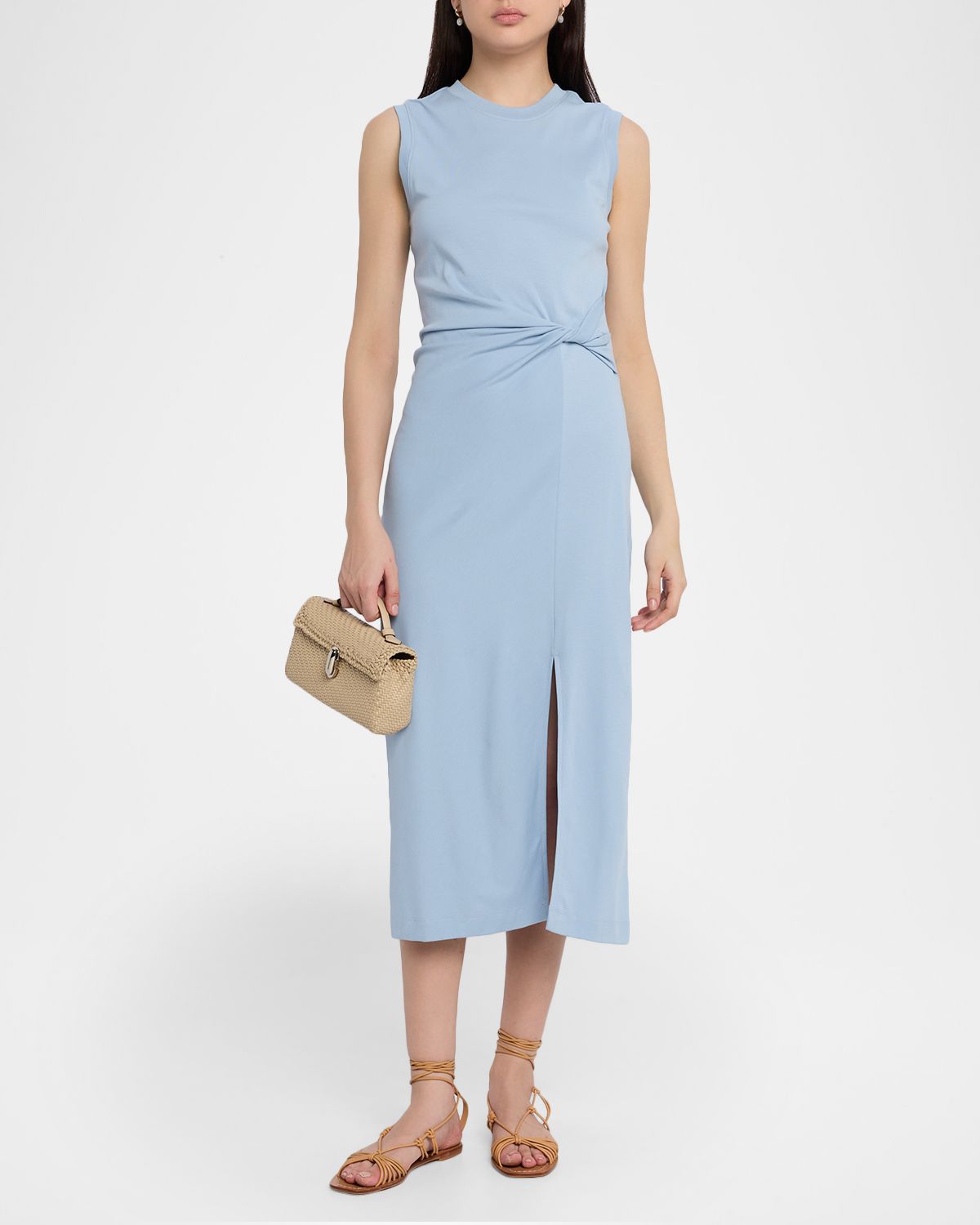 Tanya Taylor Cody Sleeveless Twist-Waist Midi Dress