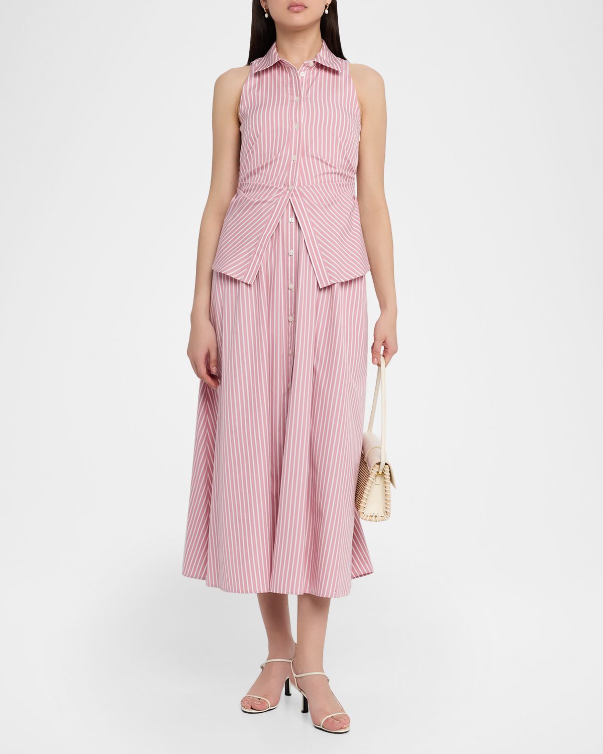 Tanya Taylor Hannah Sleeveless Striped Shirtdress