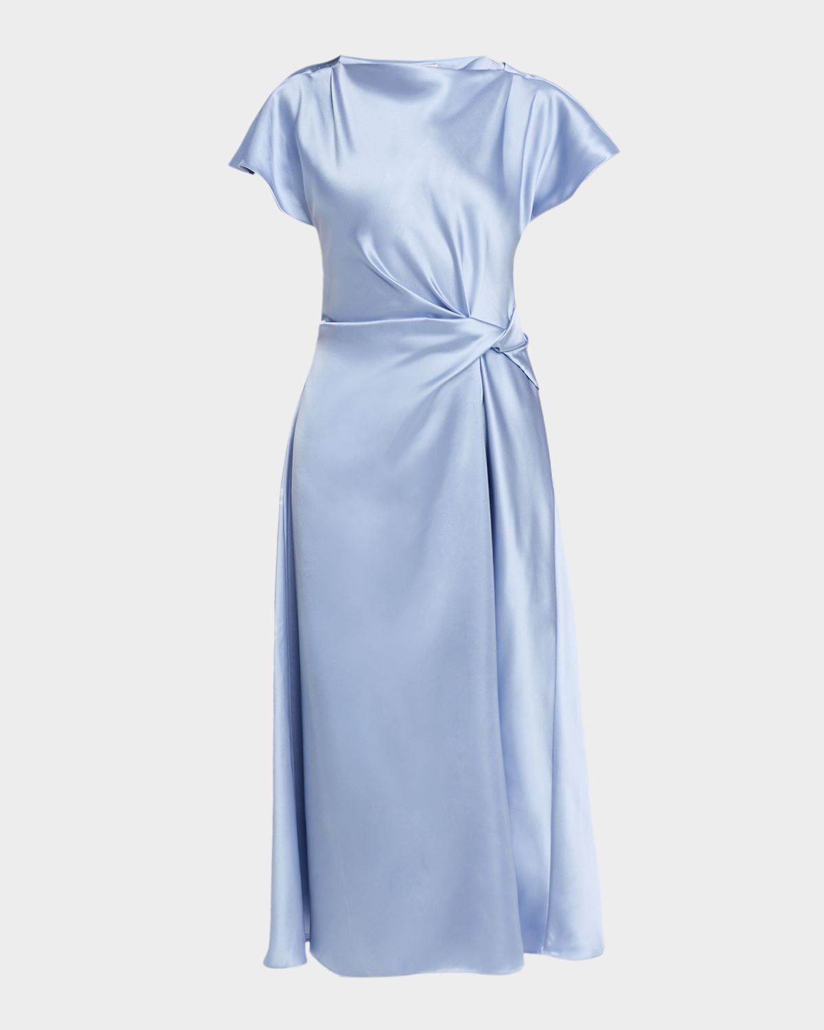 Tanya Taylor Ciara Satin Twist-Front Midi Dress