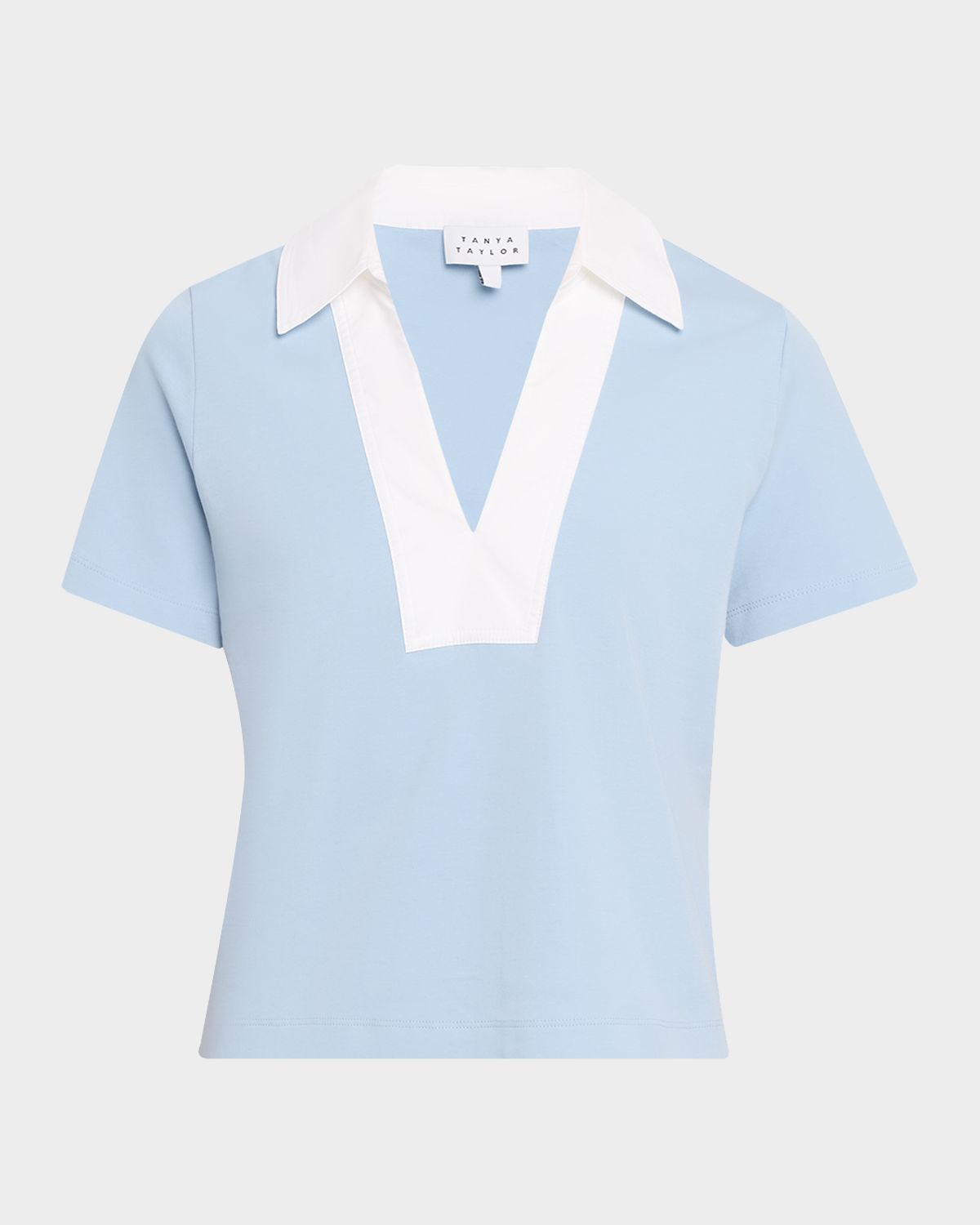 Tanya Taylor Melanie Johnny-Collar Cotton Jersey Top