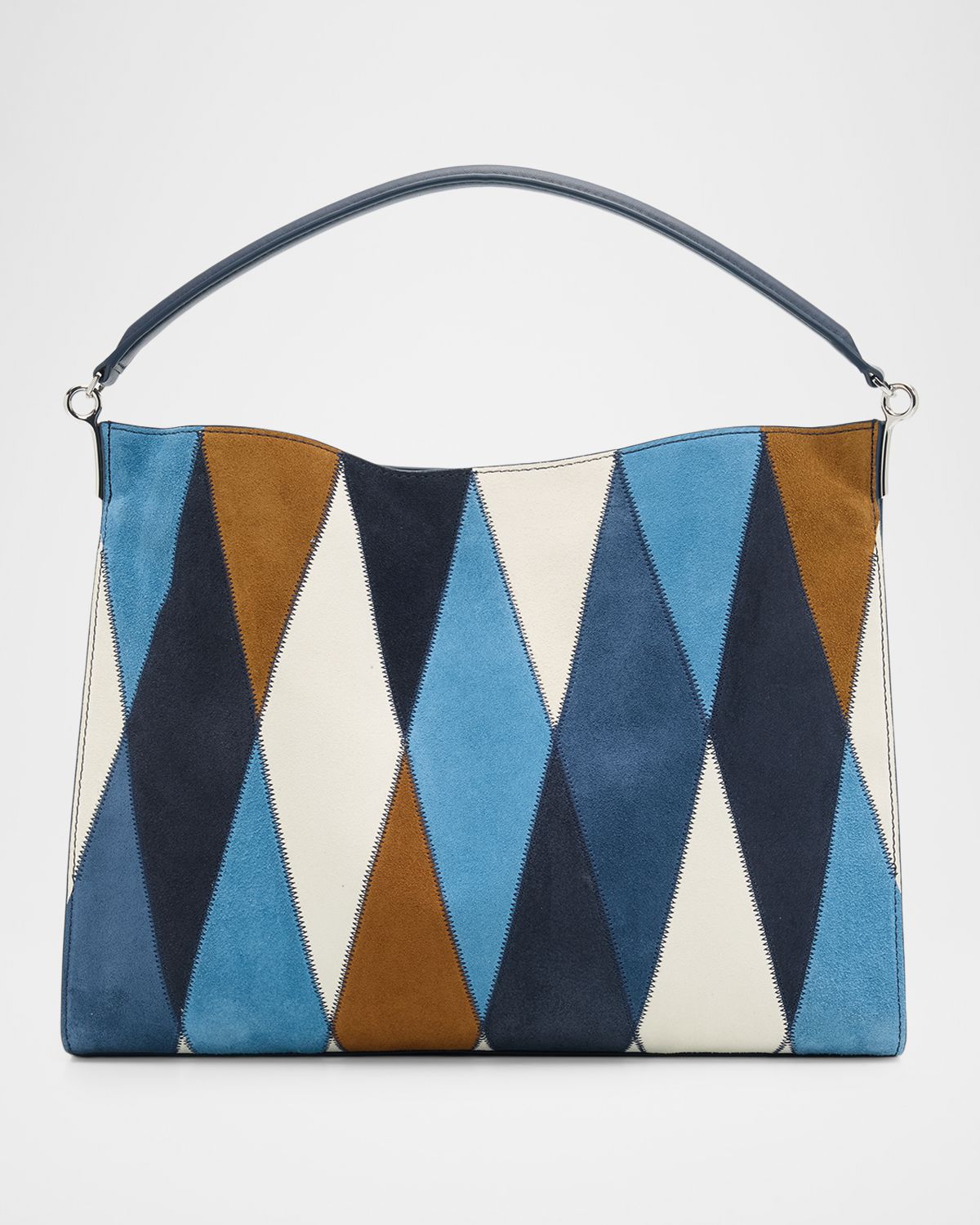 Veronica Beard Diamond Patchwork Suede Shoulder Bag