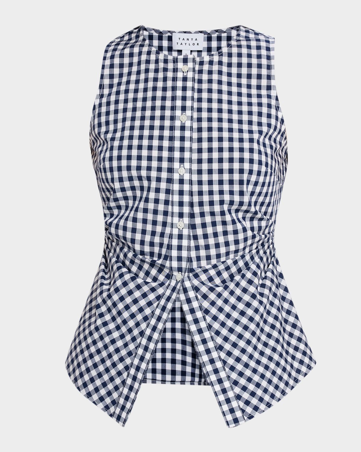Tanya Taylor Oscar Gingham Button-Front Top
