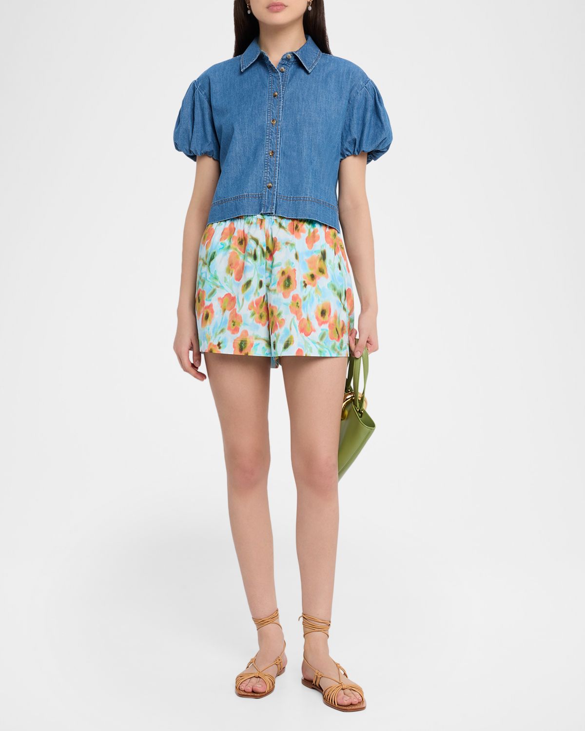 Tanya Taylor Fallon Floral Cotton Shorts