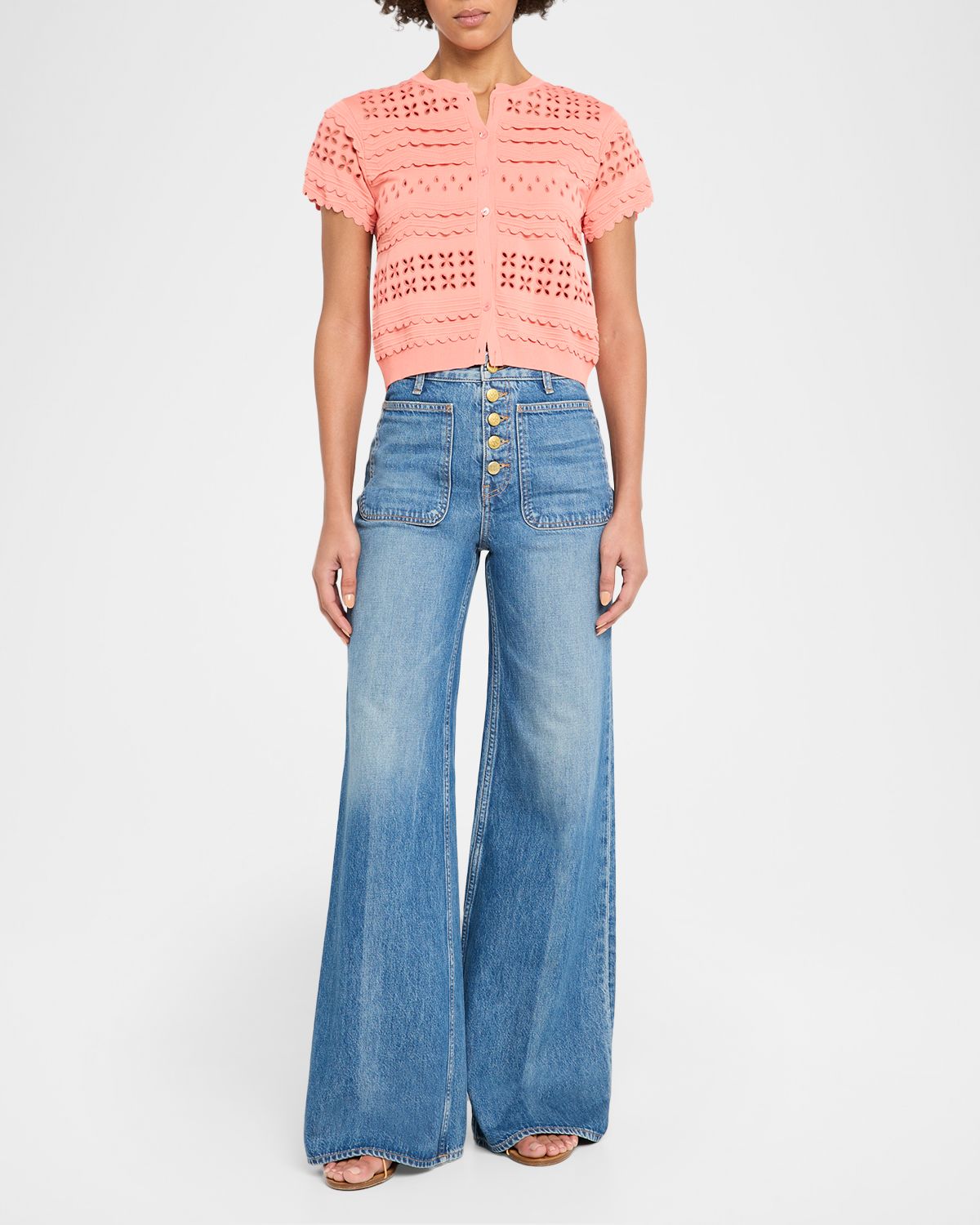 Ulla Johnson Abriana Eyelet Cropped Cardigan