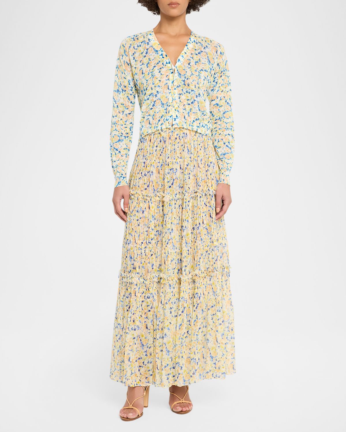Ulla Johnson Virginie Floral Silk Chiffon Midi Skirt