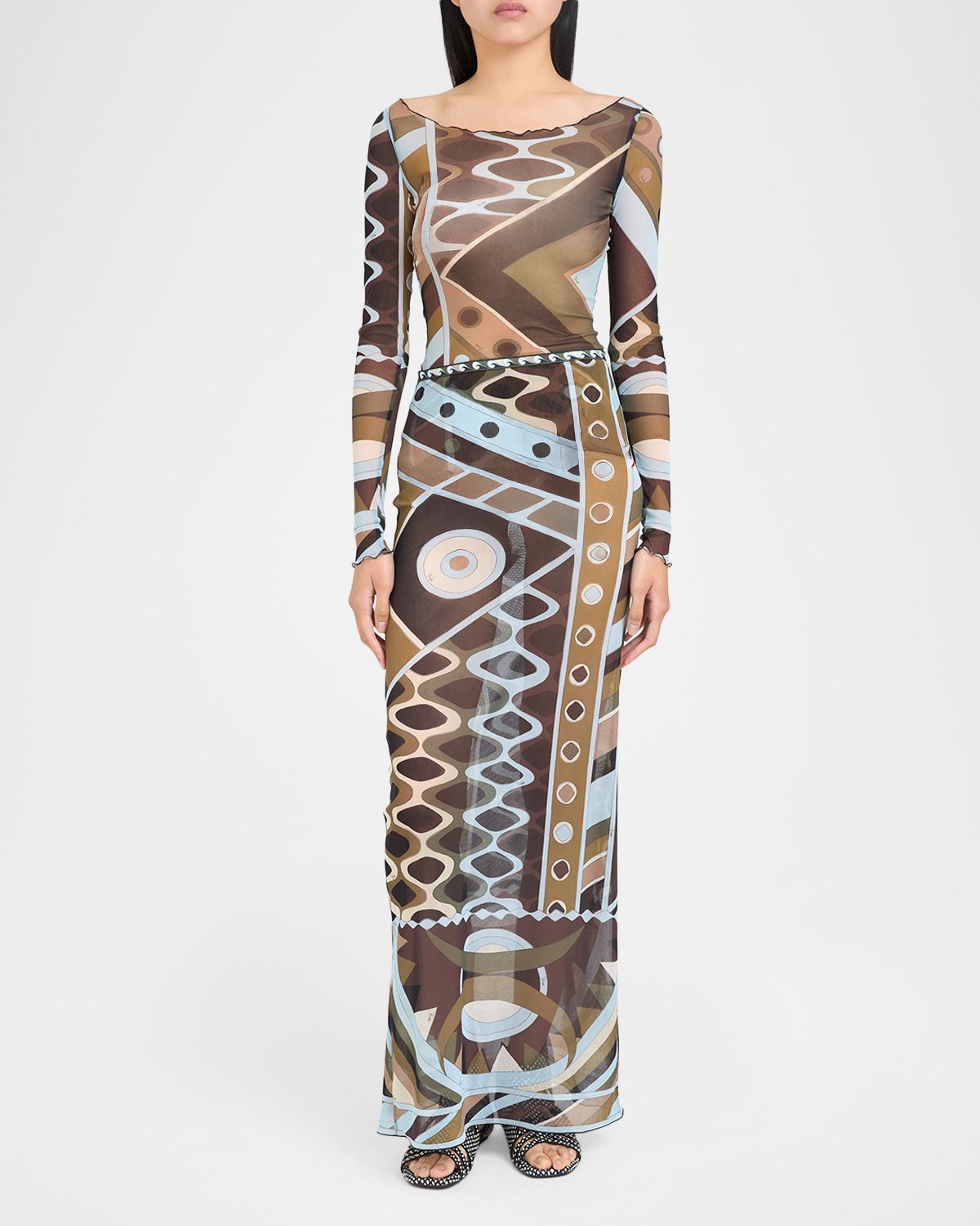 Pucci Vivara Tulle Long-Sleeve Top