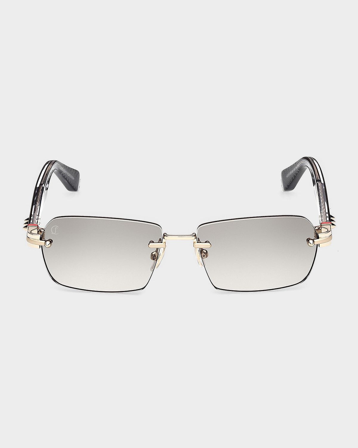 Christian Louboutin Men 's Rimless Temple-Spike Metal Rectangle Eyeglasses
