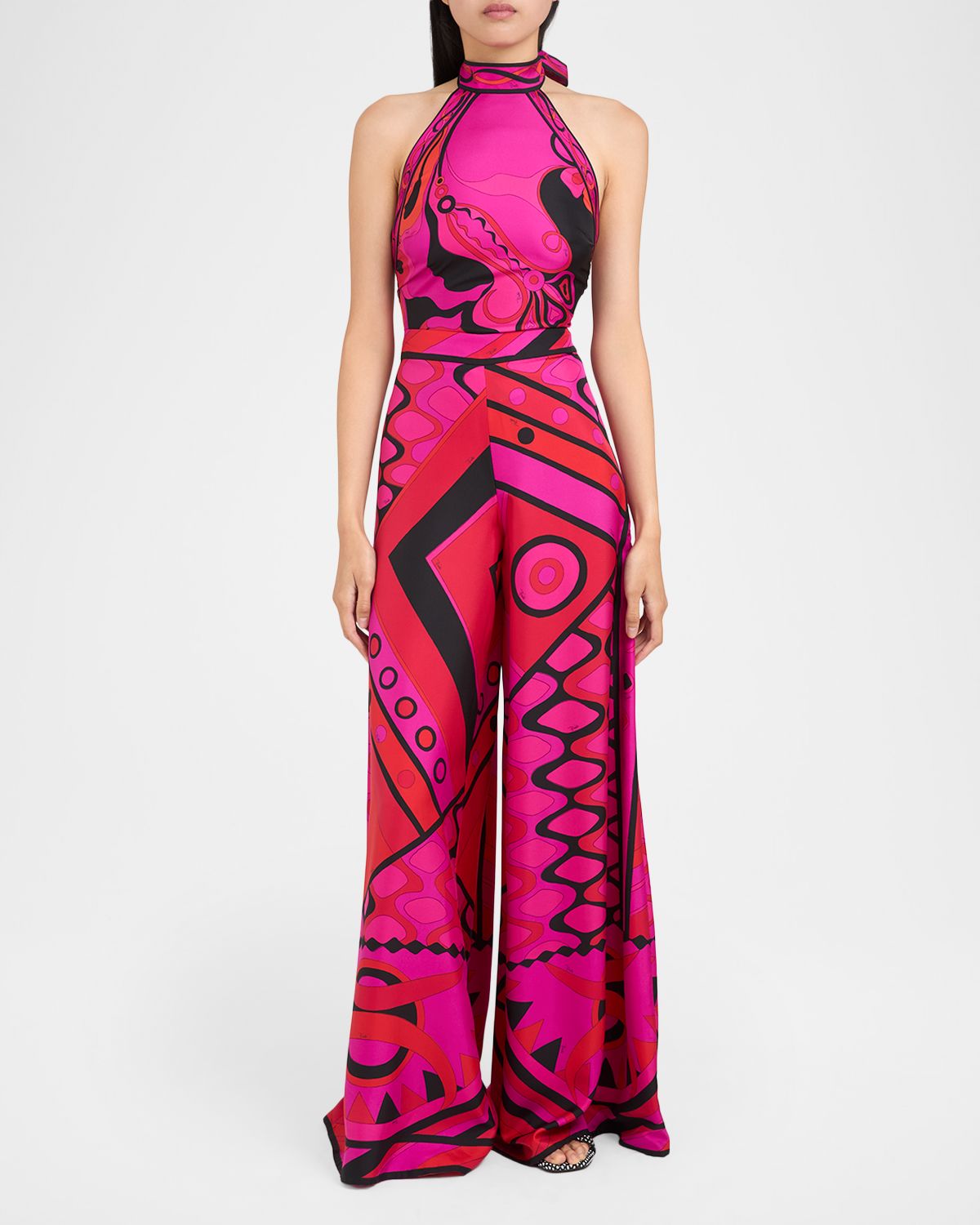 Pucci Vivara Silk Twill Wide-Leg Pants