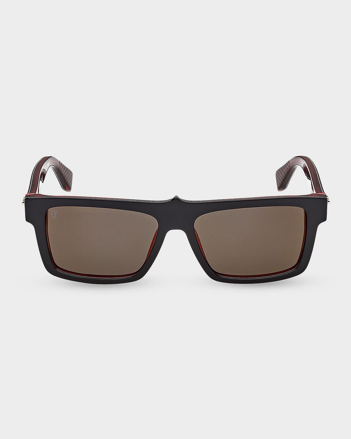 Christian Louboutin Men 's Temple-Spike Acetate Rectangle Sunglasses