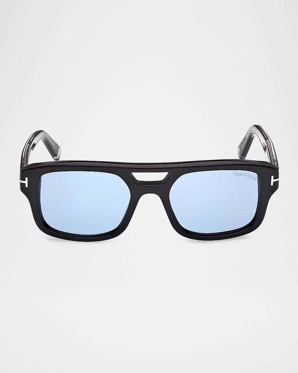 TOM FORD Men 's Icon Double-Bridge Acetate Rectangle Sunglasses