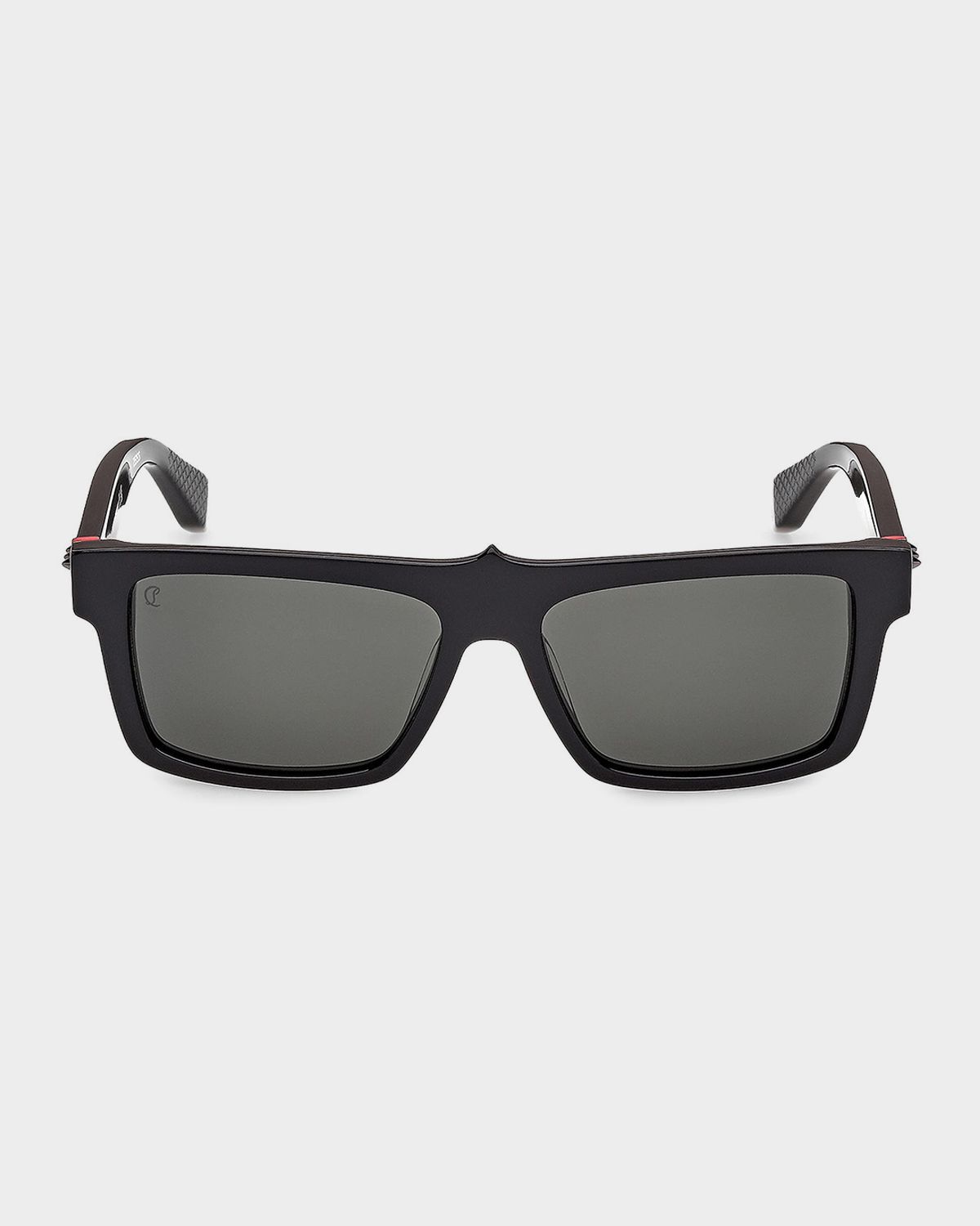 Christian Louboutin Men 's Temple-Spike Acetate Rectangle Sunglasses