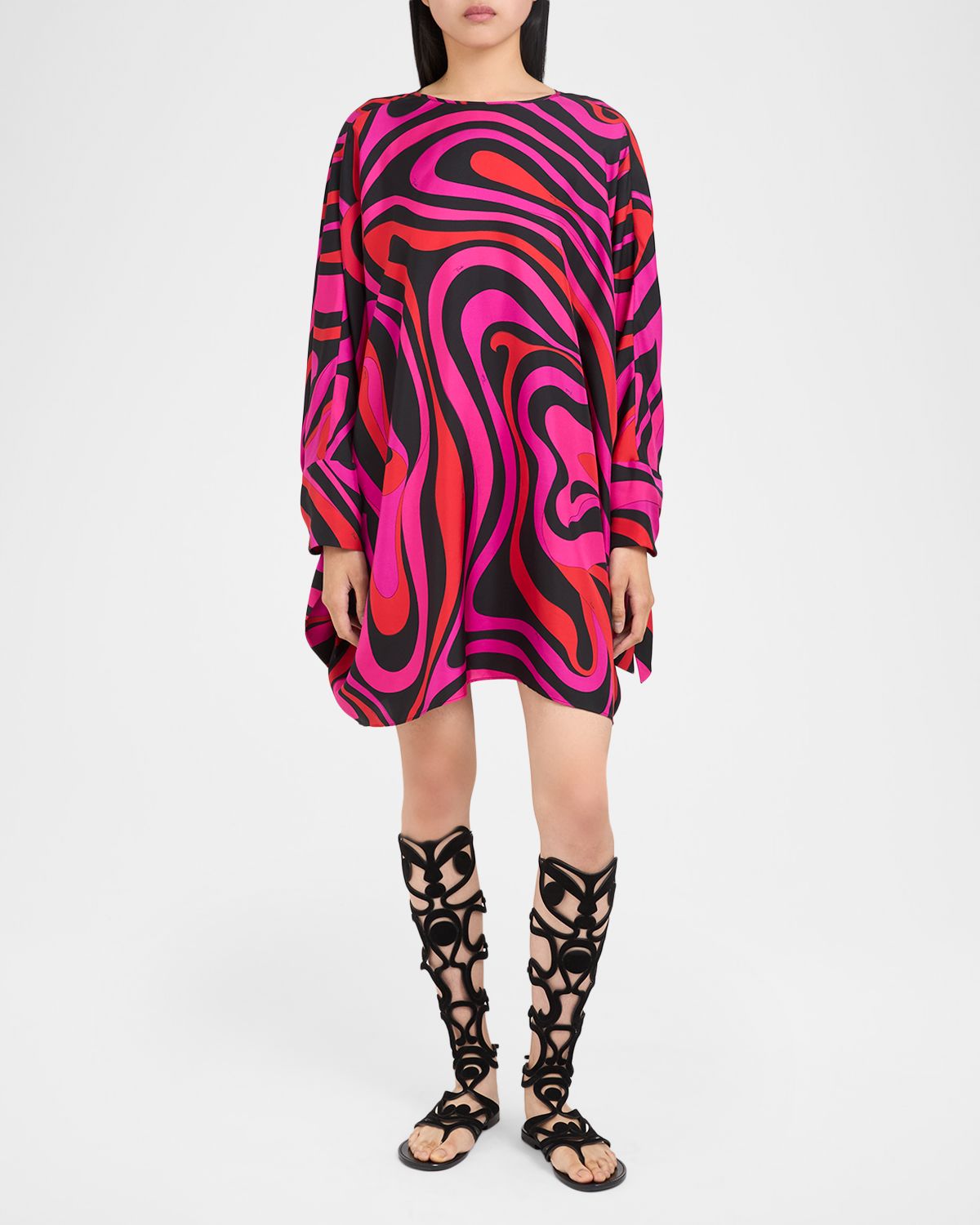 Pucci Marmo Silk Twill Mini Caftan Dress
