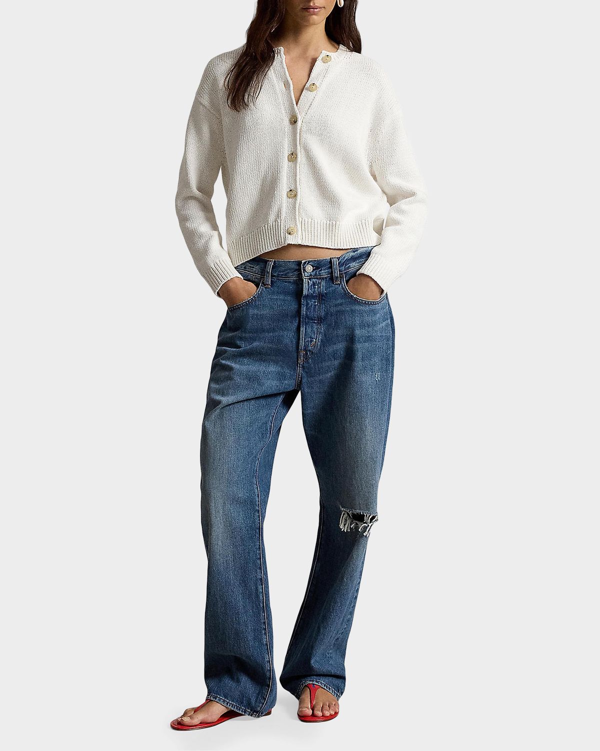 Polo Ralph Lauren Linen-Blend Crewneck Cardigan