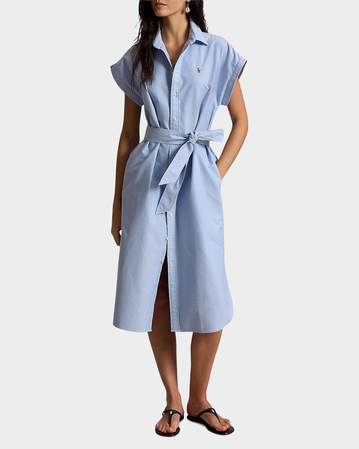 Polo Ralph Lauren Belted Cotton Oxford Shirt Dress