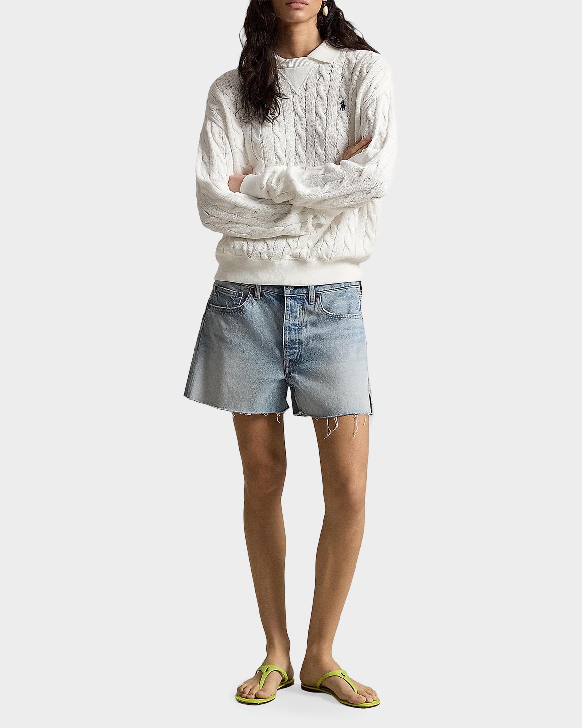 Polo Ralph Lauren Cable-Knit Cotton Polo Sweater
