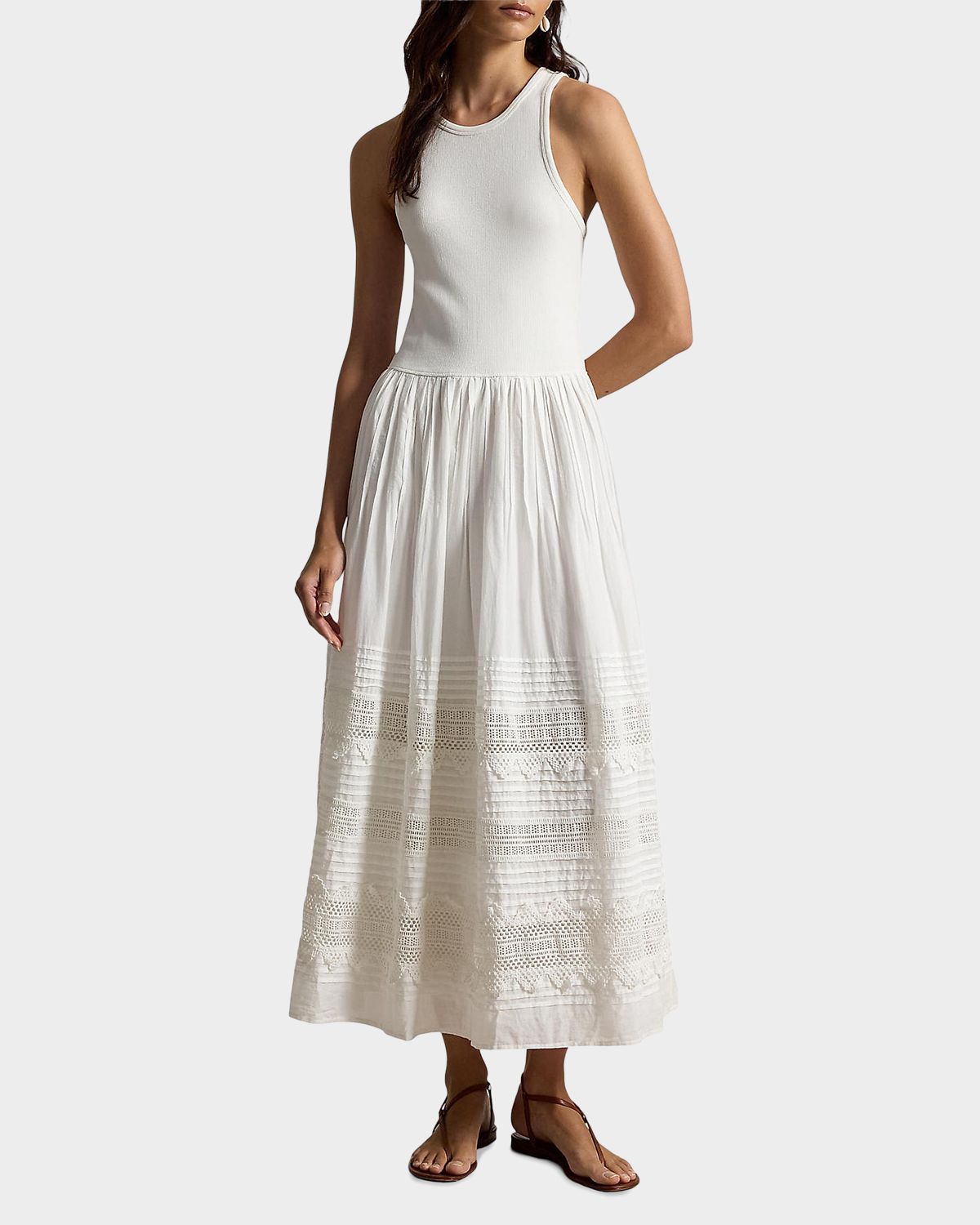 Polo Ralph Lauren Lace-Trim Tank Midi Dress