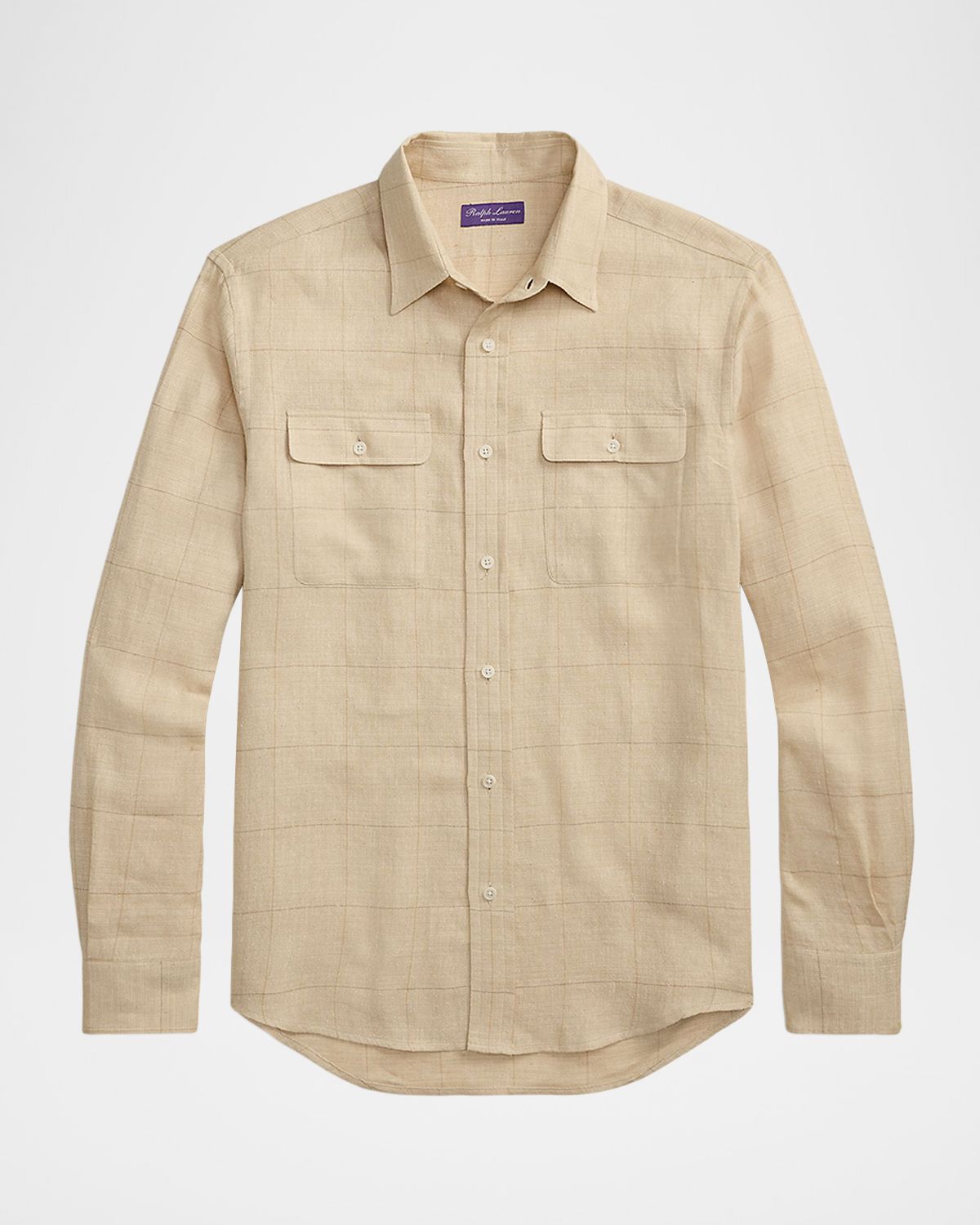 Ralph Lauren Purple Label Men 's Windowpane Linen Button-Down Shirt