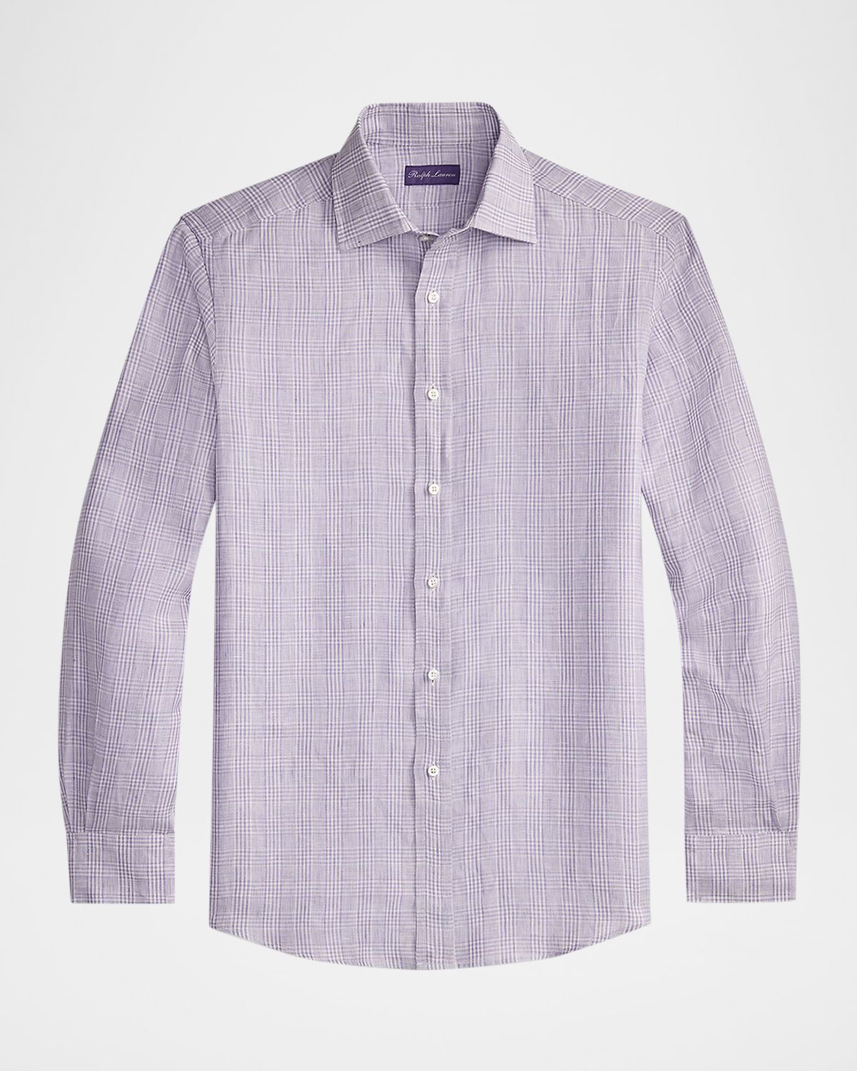 Ralph Lauren Purple Label Men 's Glen Check Linen Button-Down Shirt
