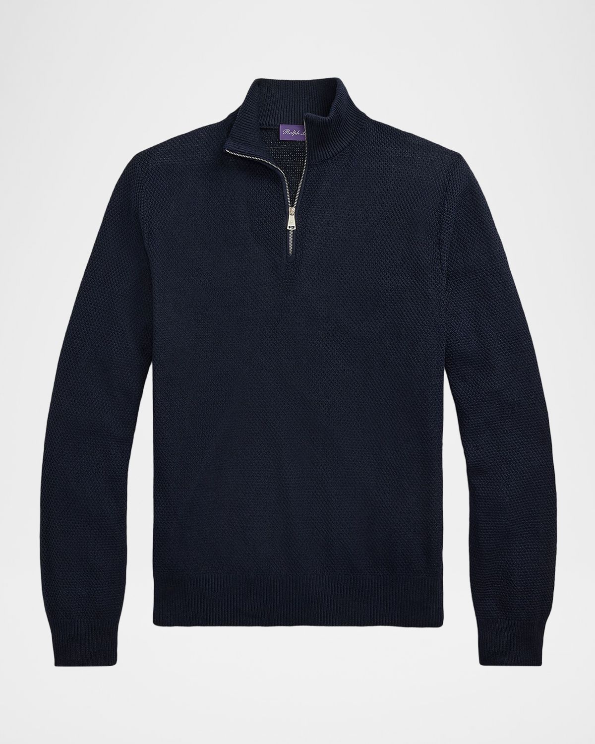 Ralph Lauren Purple Label Men 's Textured Silk-Cotton Quarter-Zip Sweater