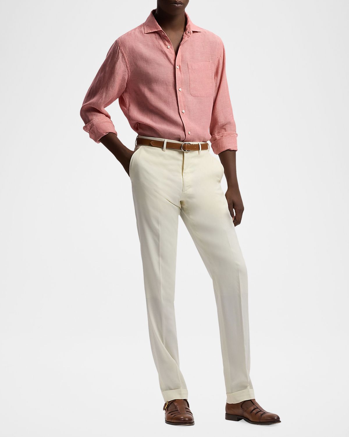 Ralph Lauren Purple Label Men 's Linen Chambray Button-Down Shirt