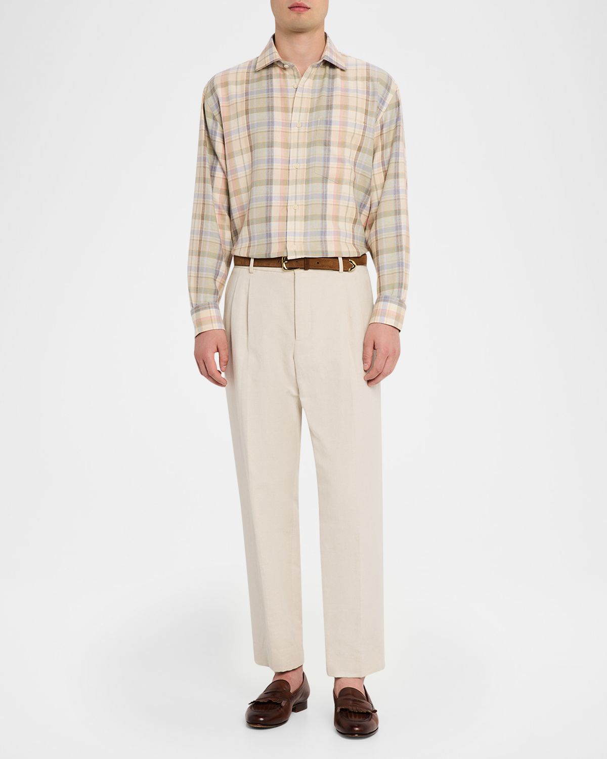 Ralph Lauren Purple Label Men 's Hemp and Cotton Check Button-Down Shirt