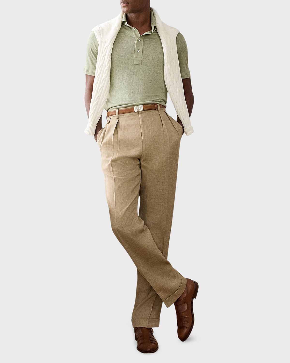 Ralph Lauren Purple Label Men 's Linen Jersey Short-Sleeve Polo Shirt
