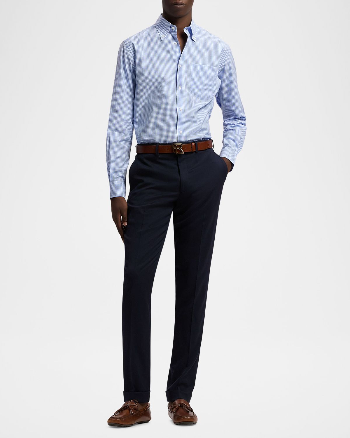 Ralph Lauren Purple Label Men 's Gingham Two-Ply Cotton Sport Shirt
